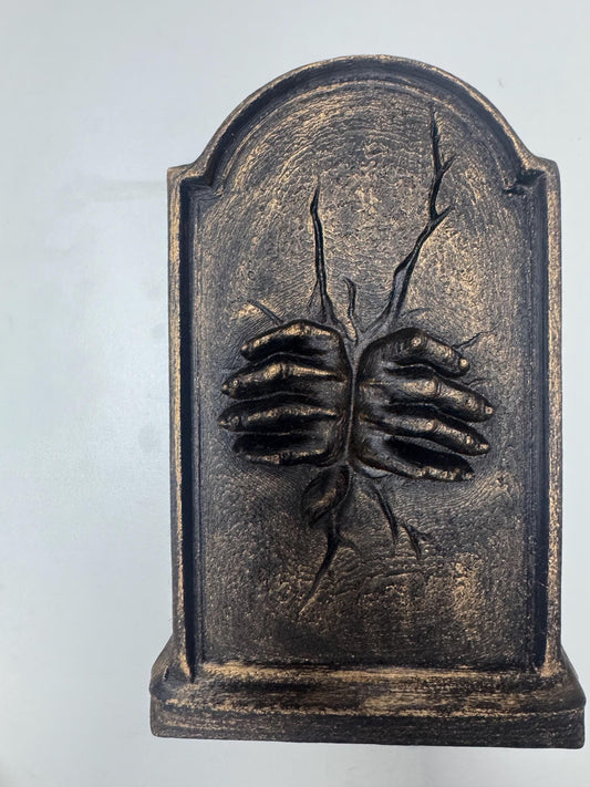 Creepy Hands Tombstone Sculpture: Gothic Horror Wall Art, Halloween Decor