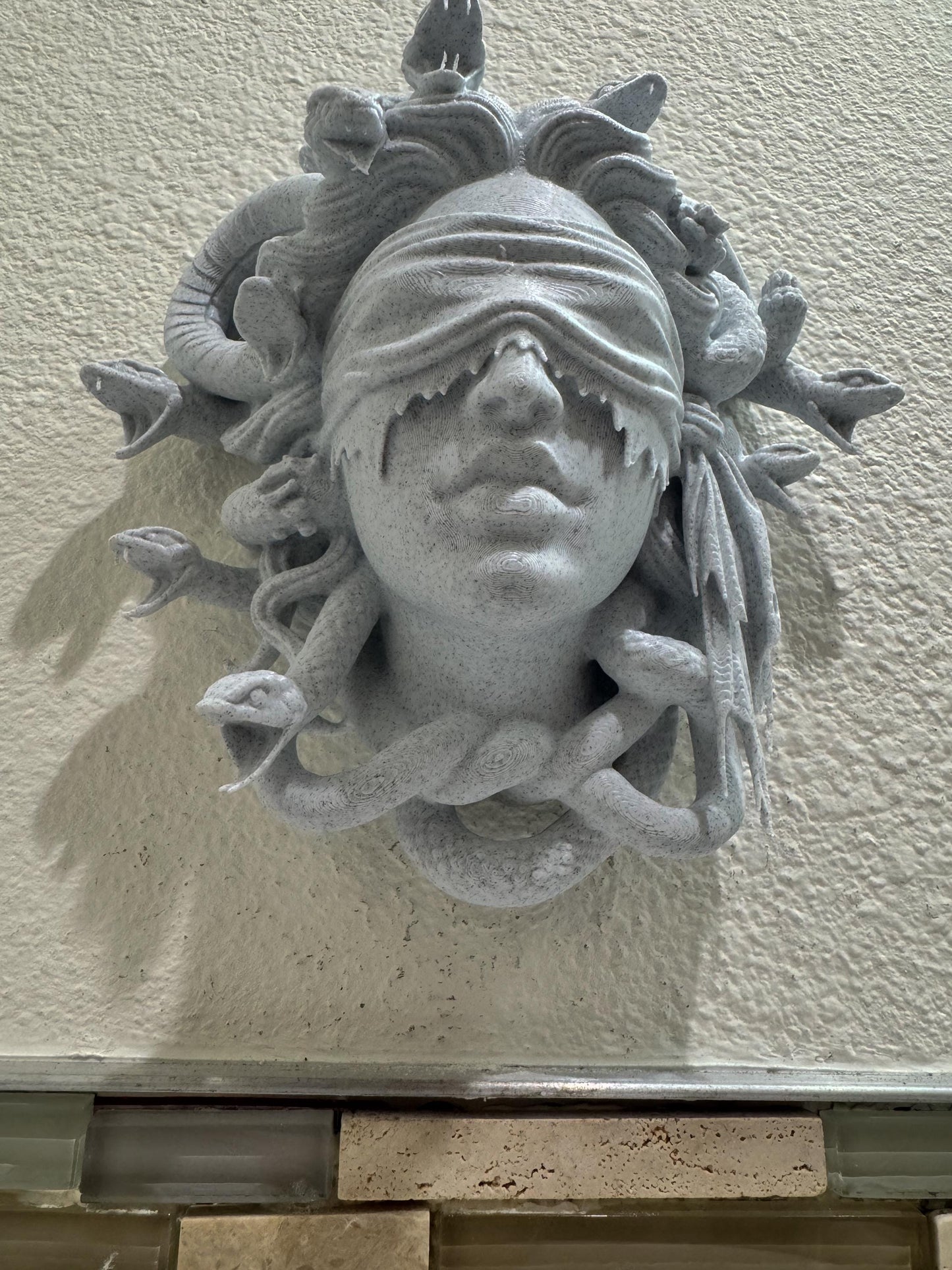 Blindfolded Medusa Wall Sculpture | Stone Look Mythology Decor | Gothic Greek Goddess Wall Art | Sculptural Home Accent