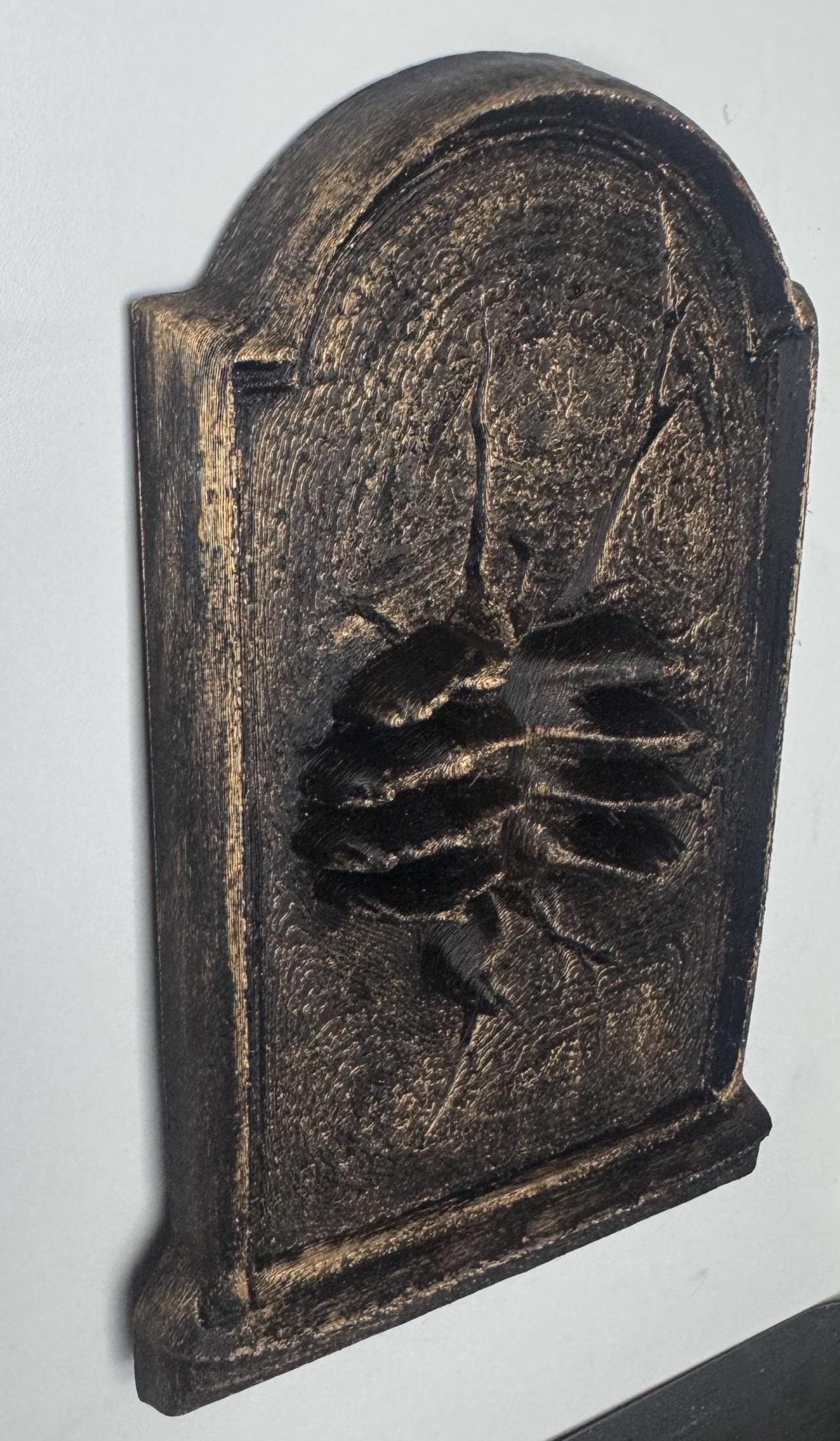 Creepy Hands Tombstone Sculpture: Gothic Horror Wall Art, Halloween Decor
