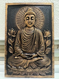 Meditating Buddha Wall Plaque: Antique Gold Zen Decor