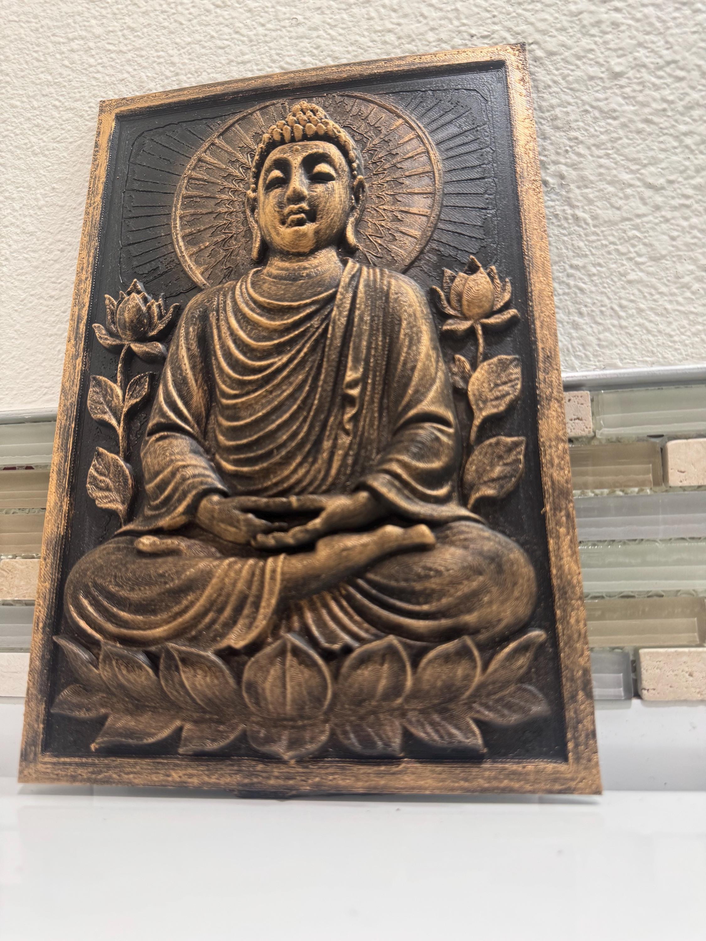 Meditating Buddha Wall Plaque: Antique Gold Zen Decor