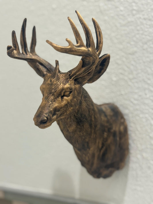 Faux Deer Head Wall Mount: Gold & Bronze Rustic Cabin Decor