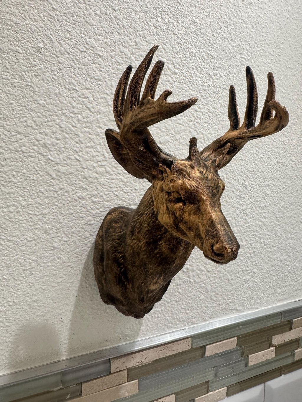 Faux Deer Head Wall Mount: Gold & Bronze Rustic Cabin Decor