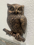 Owl Wall Sculpture – Hand Painted Bird on Branch | Rustic Wildlife Wall Art | Owl Decor Gift for Home or Office | Owl Wall Sculpture