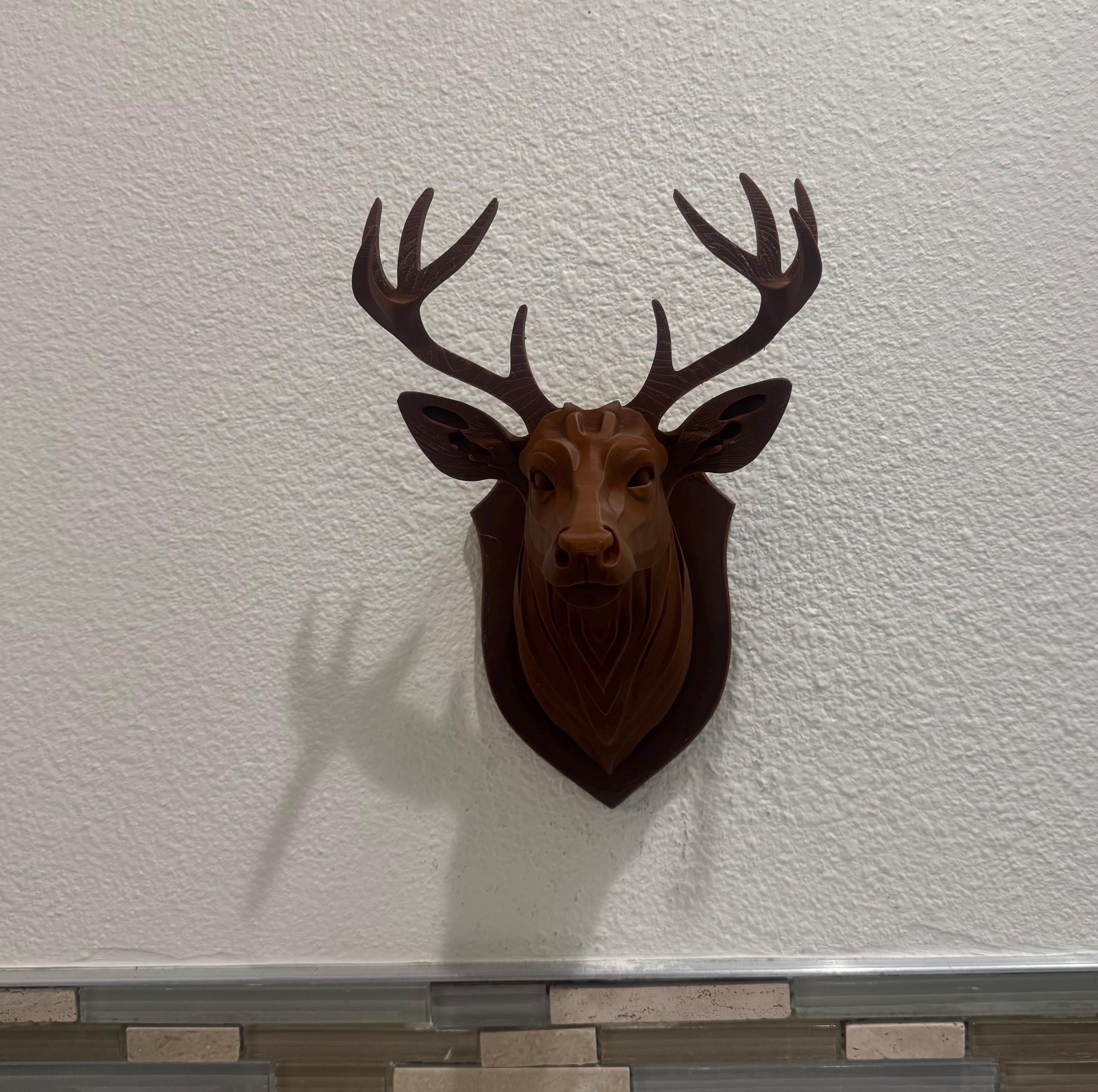 Dark Brown Deer Wall Sculpture | Modern Rustic Deer Head Wall Mount | Faux Taxidermy Buck Decor | Cabin, Lodge, or Nature Home Gift