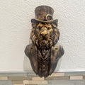 Hand Painted Steampunk Lion Wall Sculpture | Victorian Style Lion in Suit | Hand Painted Animal Bust | Unique Rustic Home Decor Gift