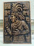 Aztec Warrior Wall Sculpture | Gold and Black Relief Mask | Mesoamerican Wall Art | Ancient Warrior Plaque | Man Cave Gift for Him