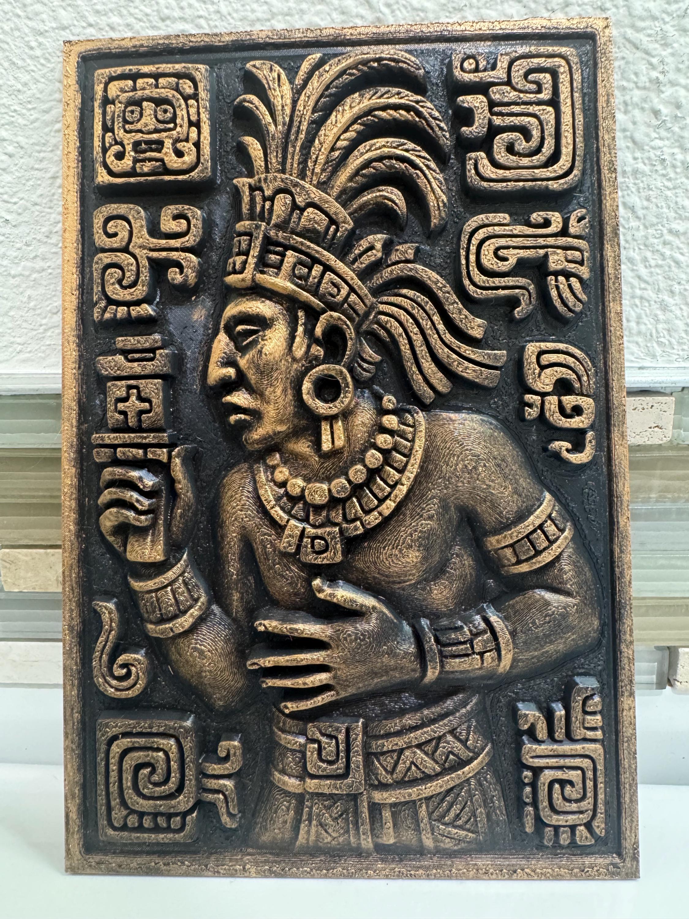 Aztec Warrior Wall Sculpture | Gold and Black Relief Mask | Mesoamerican Wall Art | Ancient Warrior Plaque | Man Cave Gift for Him