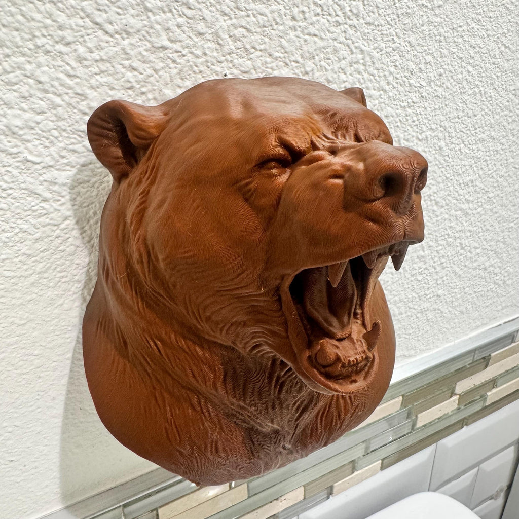 Bear Head Wall Sculpture | Grizzly Faux Taxidermy Mount | Rustic Cabin Lodge Decor | Wildlife Animal Wall Art | Man Cave Gift for Him