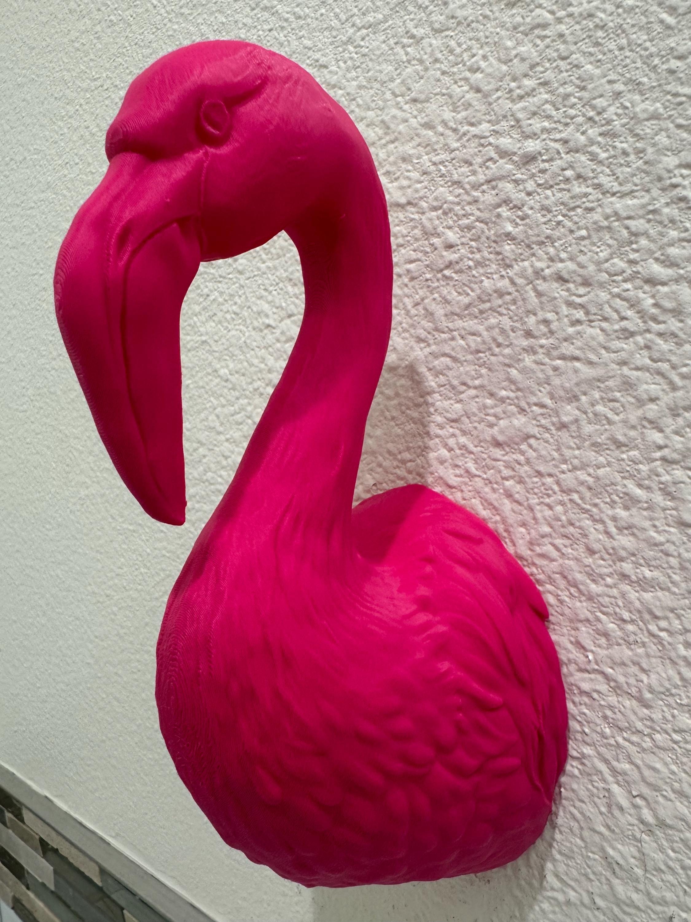 Pink Flamingo Wall Sculpture: Retro Coastal Decor Accent