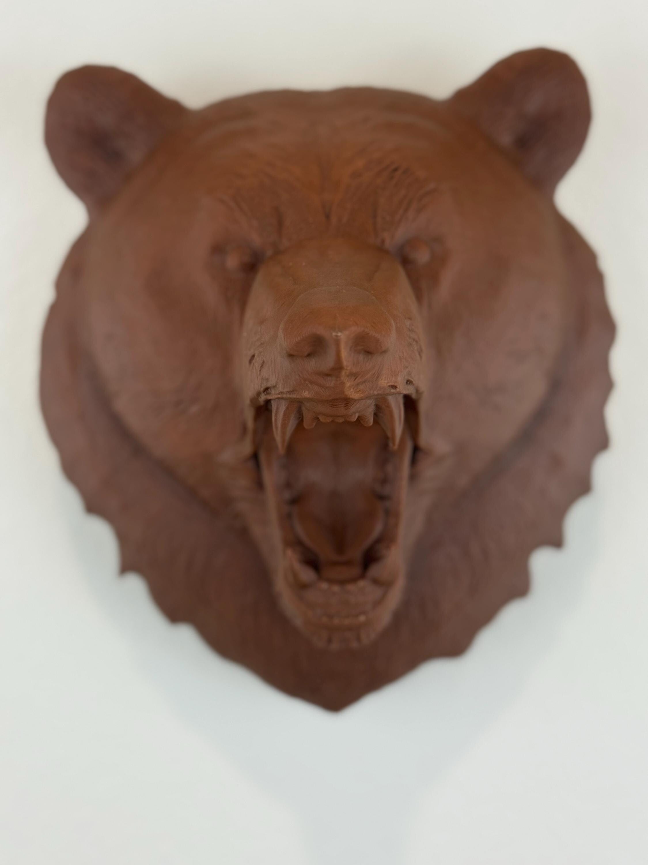 Aged Bronze Bear Head Wall Mount: Rustic Lodge Decor