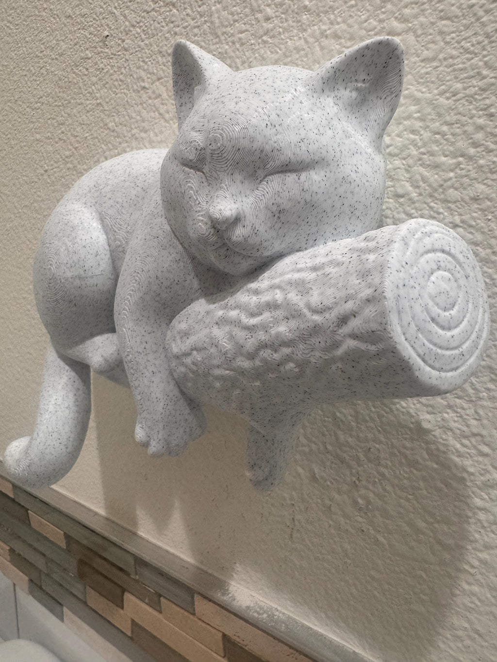 Sleeping Cat Wall Sculpture | Cozy Cat on Branch Home Decor | Cute Animal Lover Gift | Modern Minimalist Cat Wall Art | Feline Room Accent