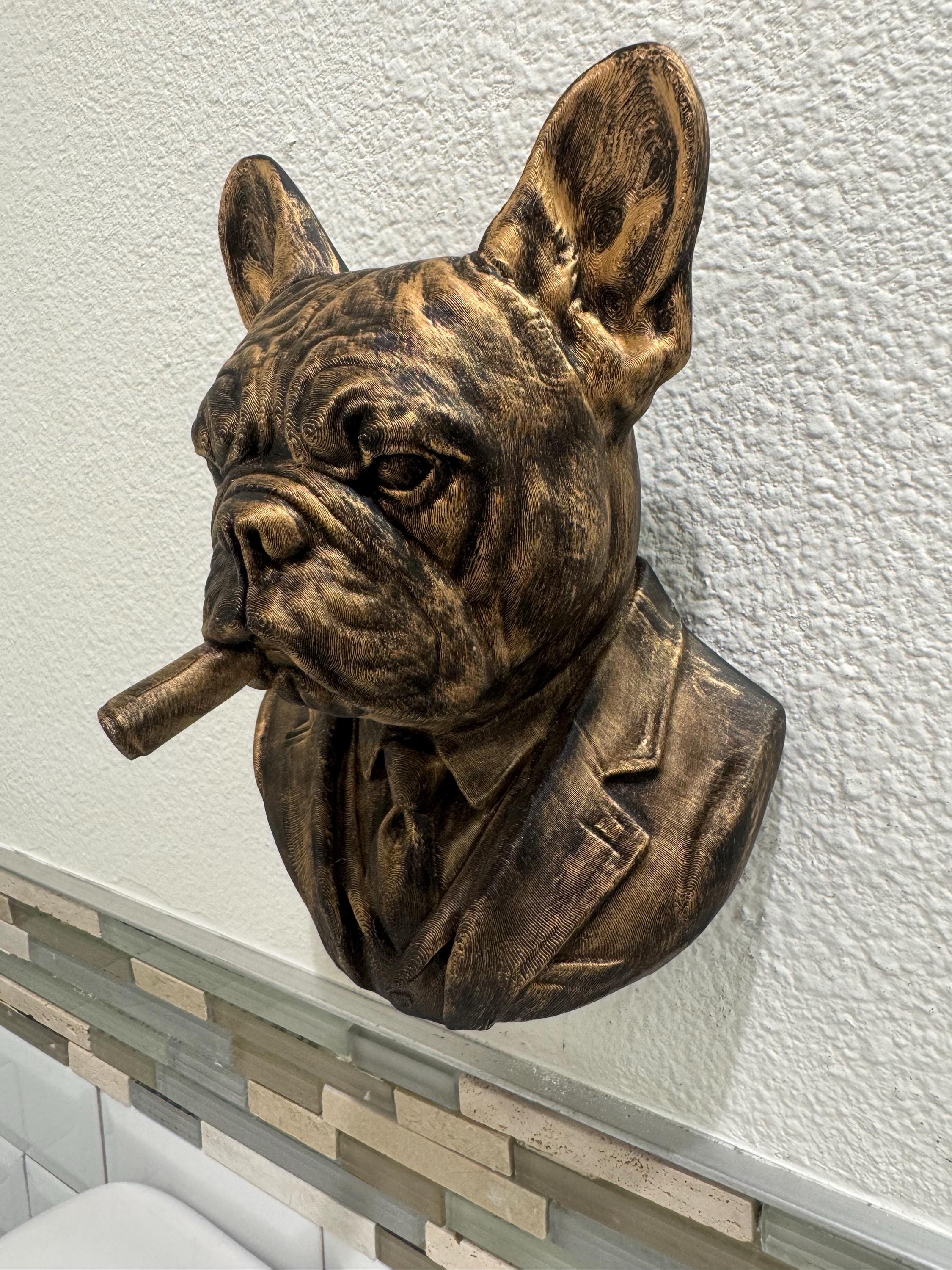 French Bulldog Gentleman Wall Sculpture | Dog in Suit with Cigar | Vintage Style Home Decor | Unique Bulldog Bust Wall Art Gift
