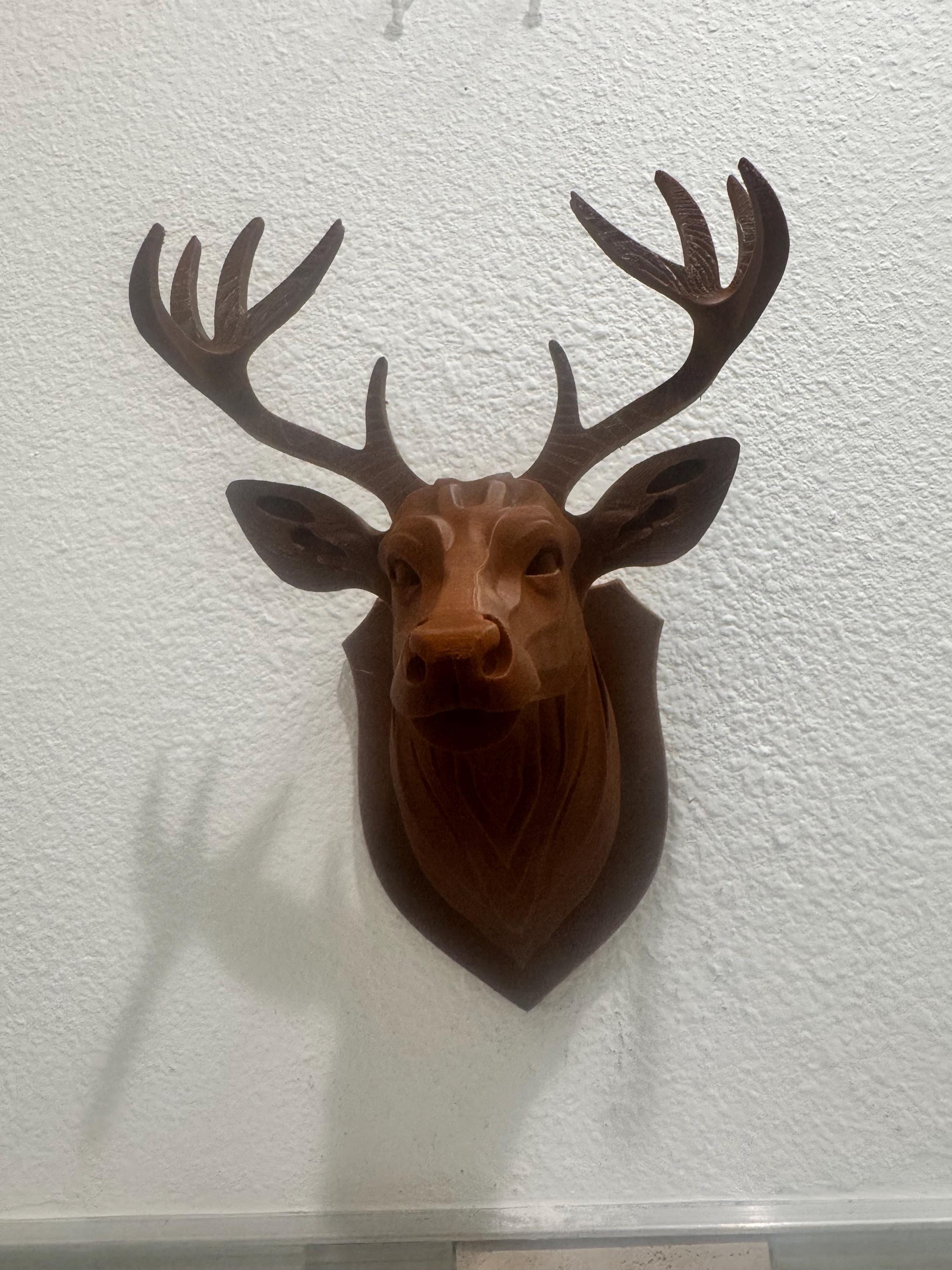 Dark Brown Deer Wall Sculpture | Modern Rustic Deer Head Wall Mount | Faux Taxidermy Buck Decor | Cabin, Lodge, or Nature Home Gift