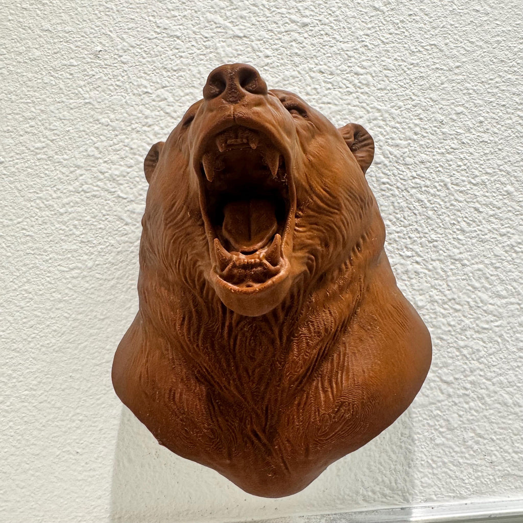 Bear Head Wall Sculpture | Grizzly Faux Taxidermy Mount | Rustic Cabin Lodge Decor | Wildlife Animal Wall Art | Man Cave Gift for Him