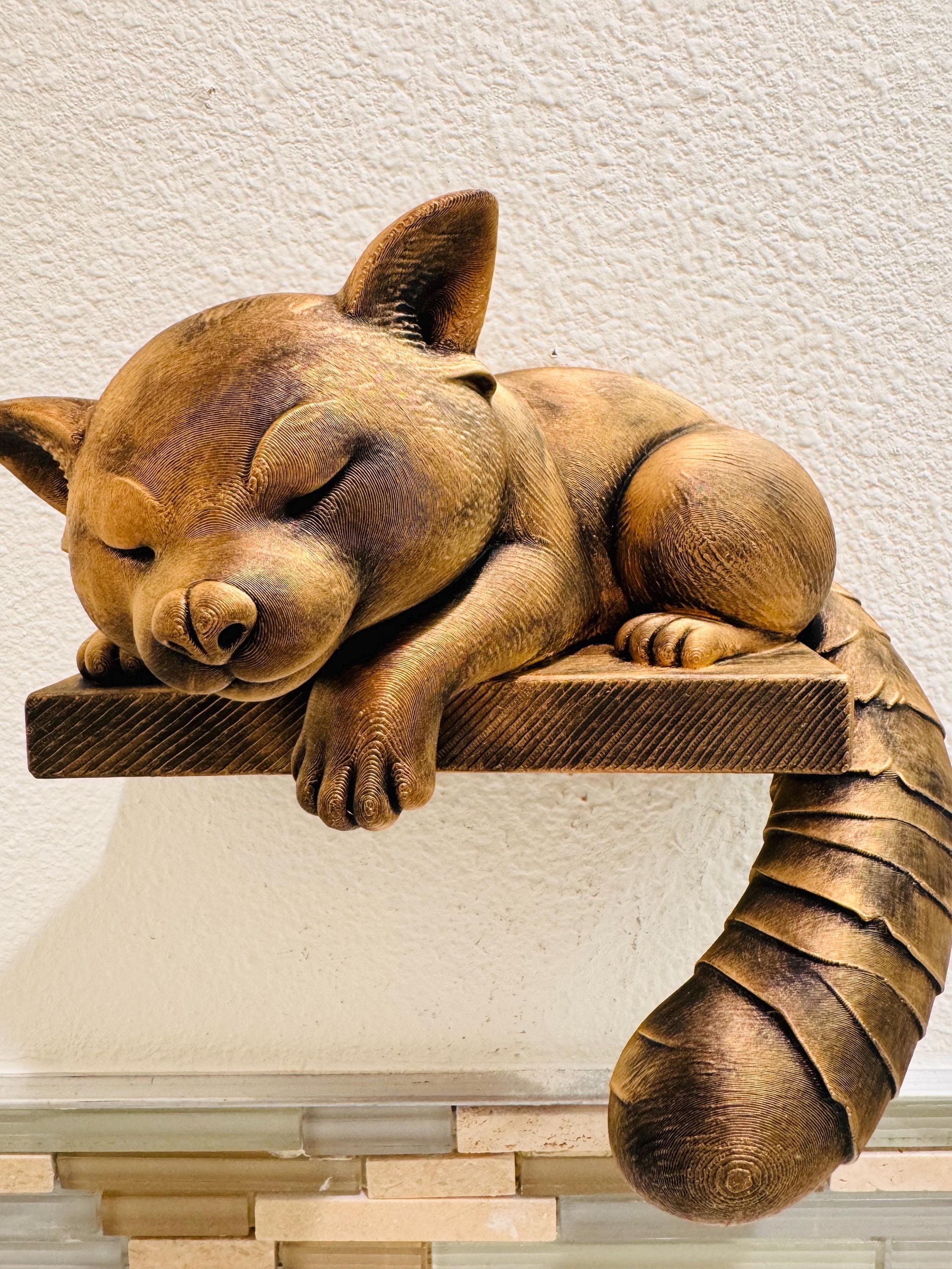 Red Panda Wall Shelf | Sleeping Animal Sculpture | Faux Bronze Floating Display | Exotic Wildlife Decor | Cute Nursery Accent