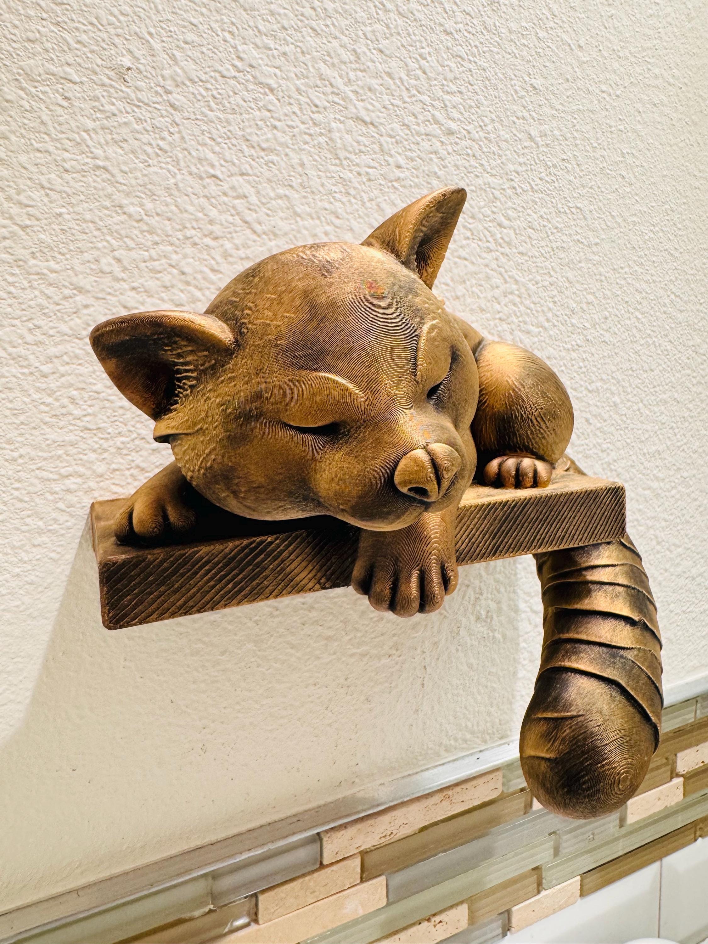 Red Panda Wall Shelf | Sleeping Animal Sculpture | Faux Bronze Floating Display | Exotic Wildlife Decor | Cute Nursery Accent