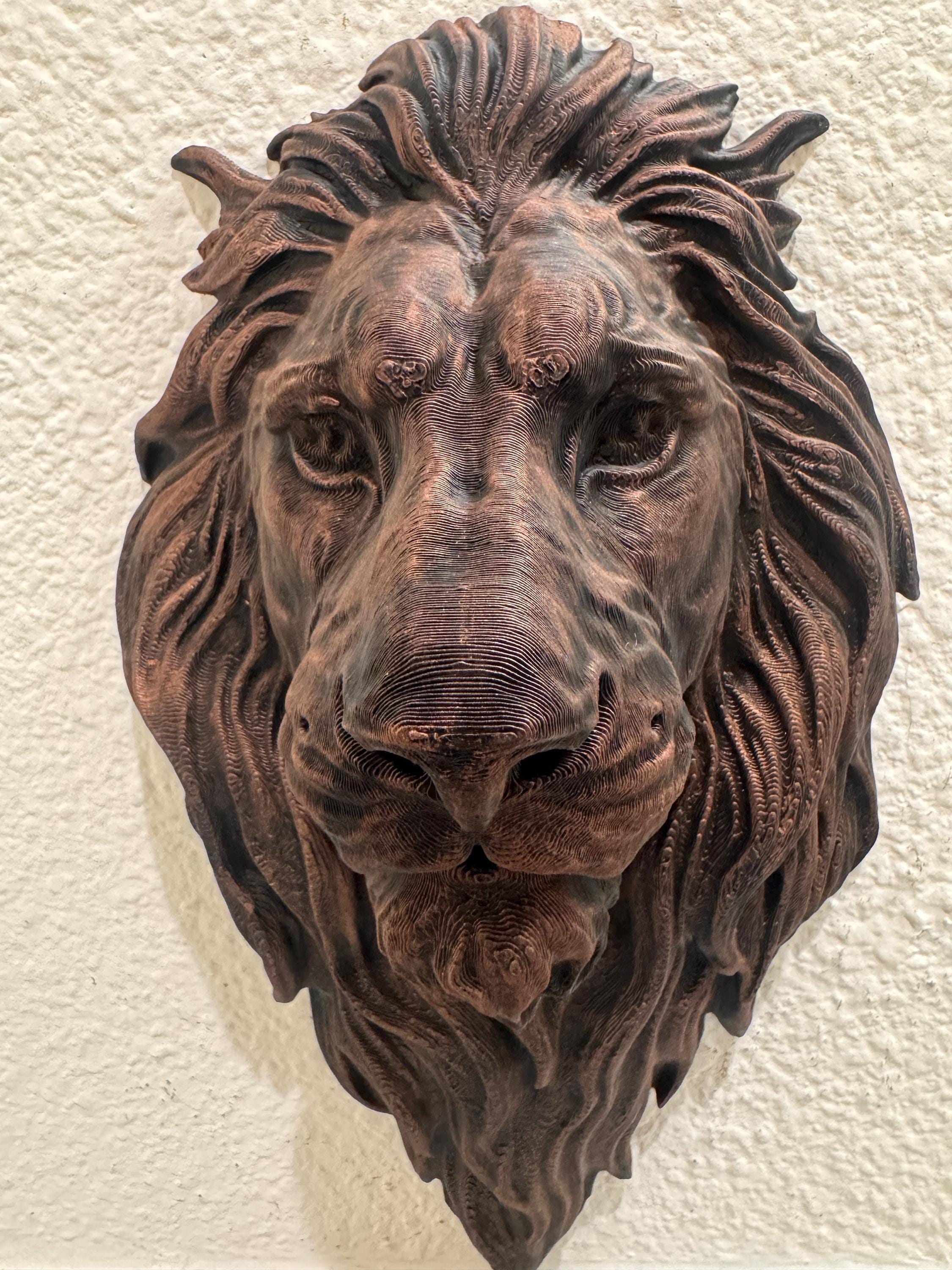 Hand Painted Copper Lion Head Wall Sculpture | Regal Animal Wall Art | Majestic Home Decor | Lion Head Sculpture | King of Jungle Gift