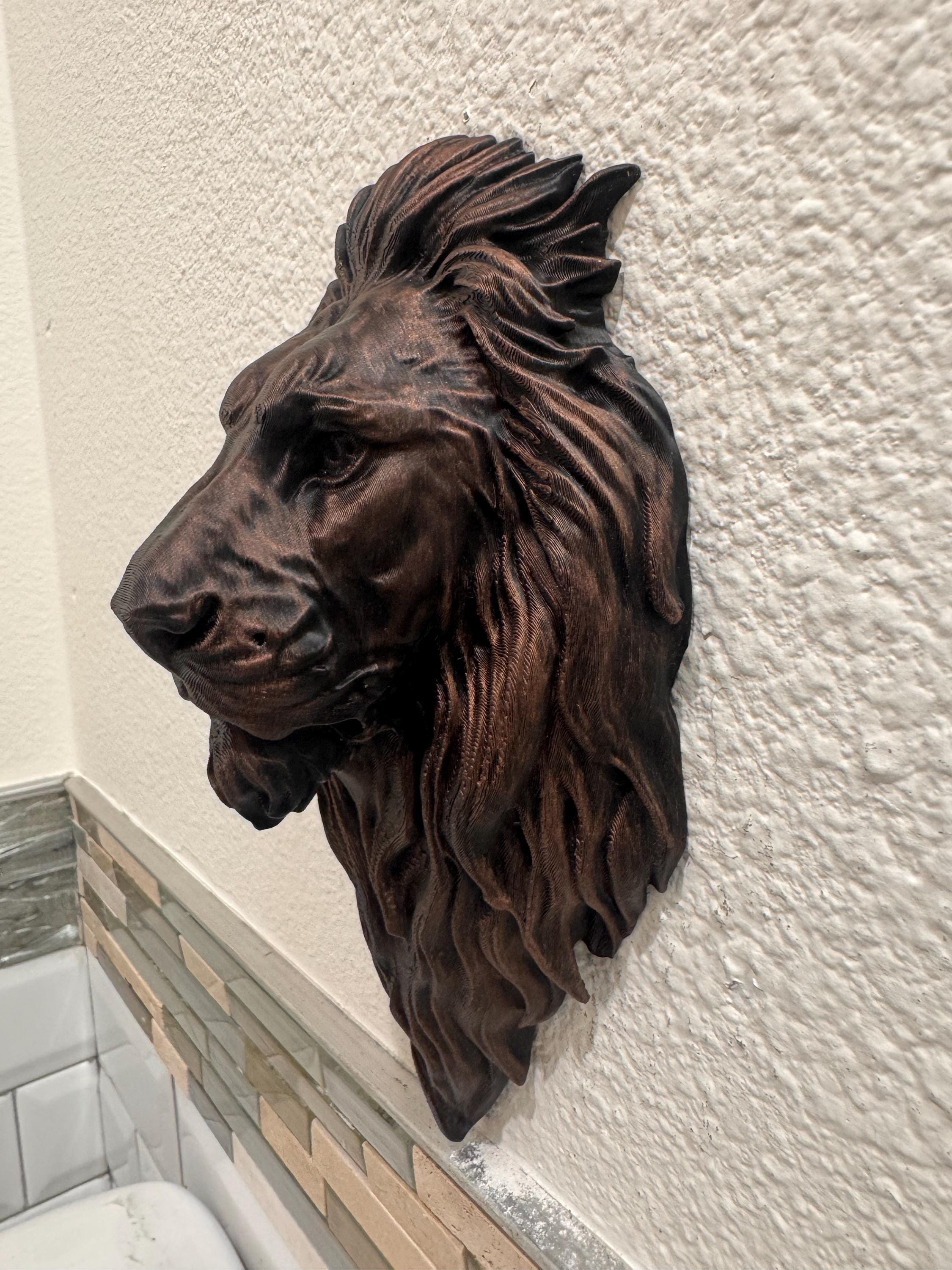 Hand Painted Copper Lion Head Wall Sculpture | Regal Animal Wall Art | Majestic Home Decor | Lion Head Sculpture | King of Jungle Gift