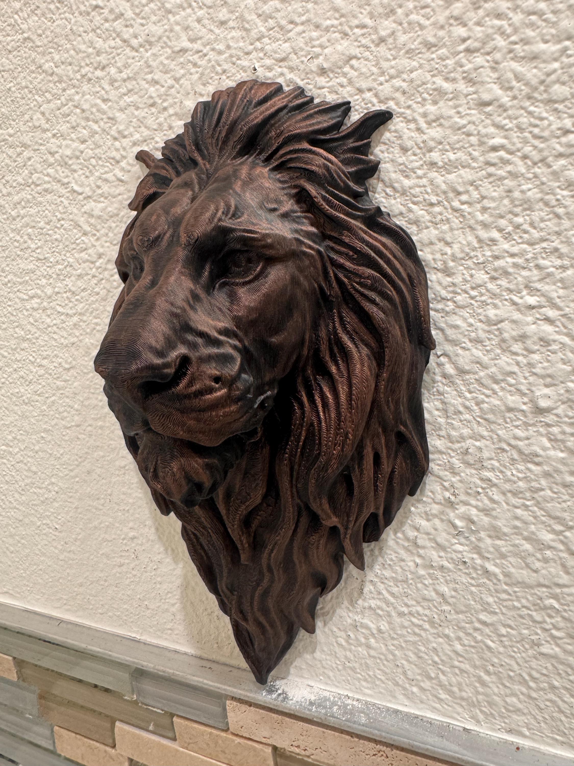 Hand Painted Copper Lion Head Wall Sculpture | Regal Animal Wall Art | Majestic Home Decor | Lion Head Sculpture | King of Jungle Gift