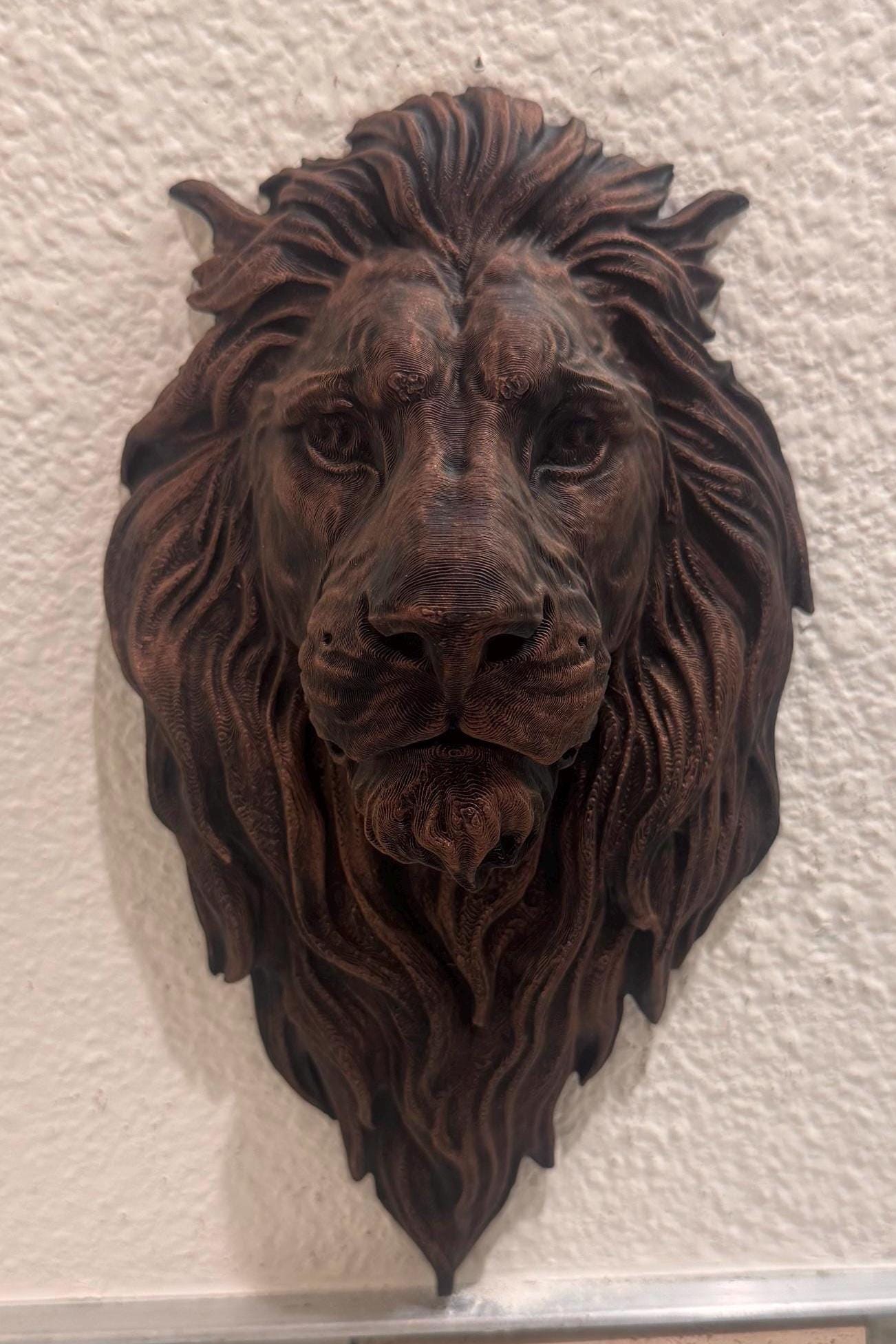 Hand Painted Copper Lion Head Wall Sculpture | Regal Animal Wall Art | Majestic Home Decor | Lion Head Sculpture | King of Jungle Gift