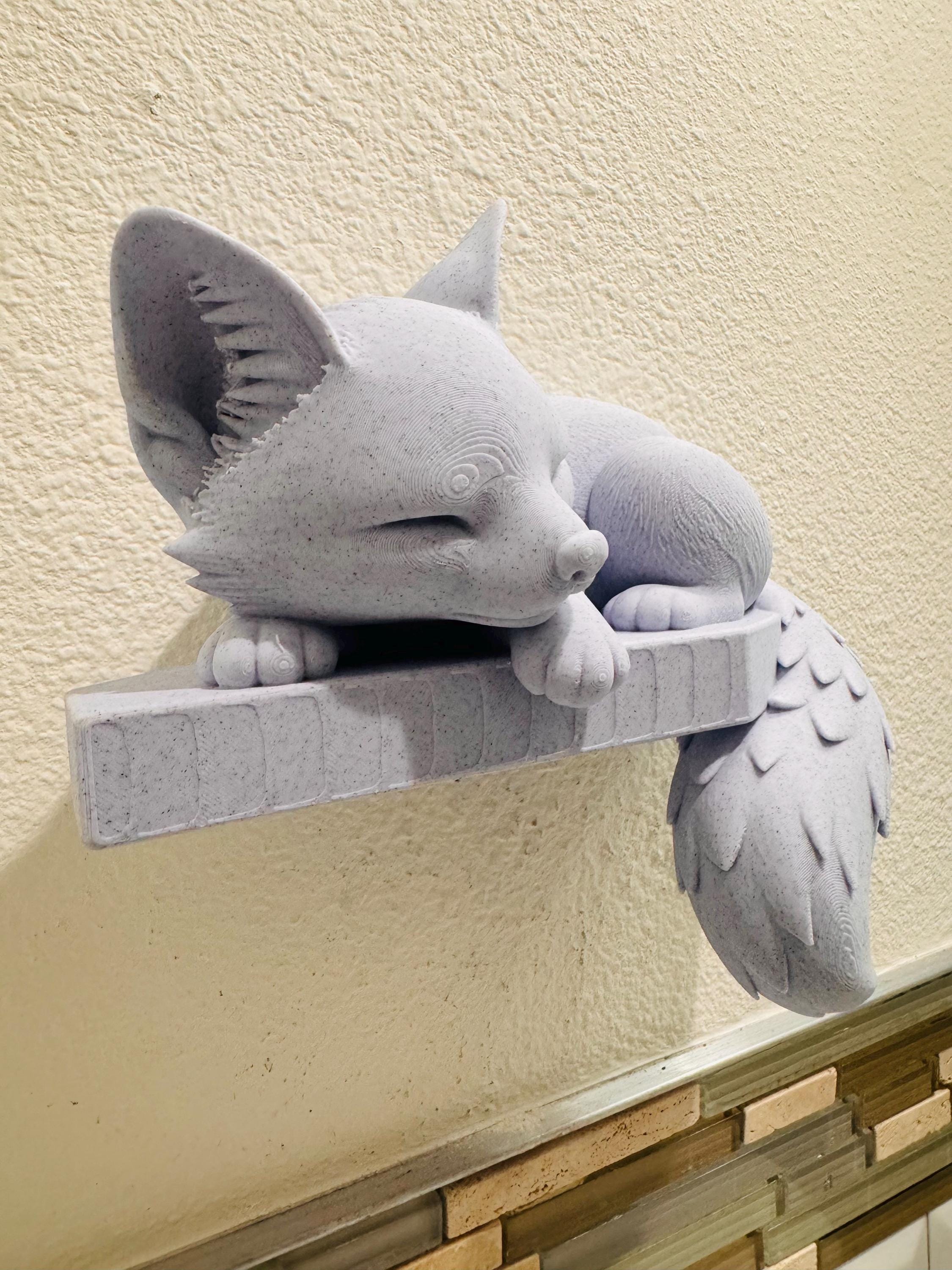 Sleeping Fox Shelf Sitter – Cute Woodland Fox Figurine – Nursery Wall Decor – Adorable Animal Shelf Accent for Kids Rooms & Cozy Home Spaces
