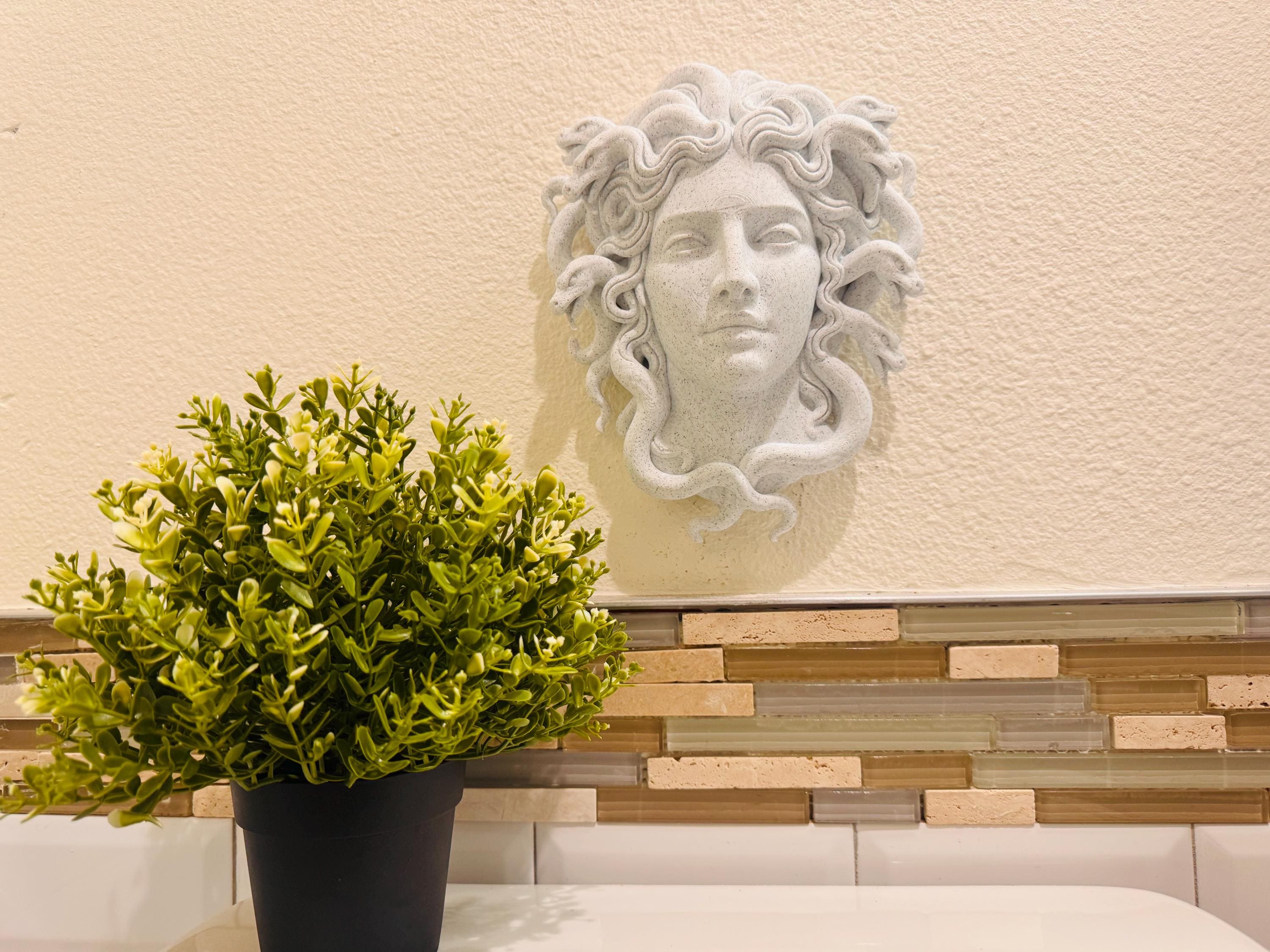 Medusa Wall Sculpture | Greek Goddess Stone Face Decor | Mythology Wall Art | Ancient Gorgon Statue for Home or Office