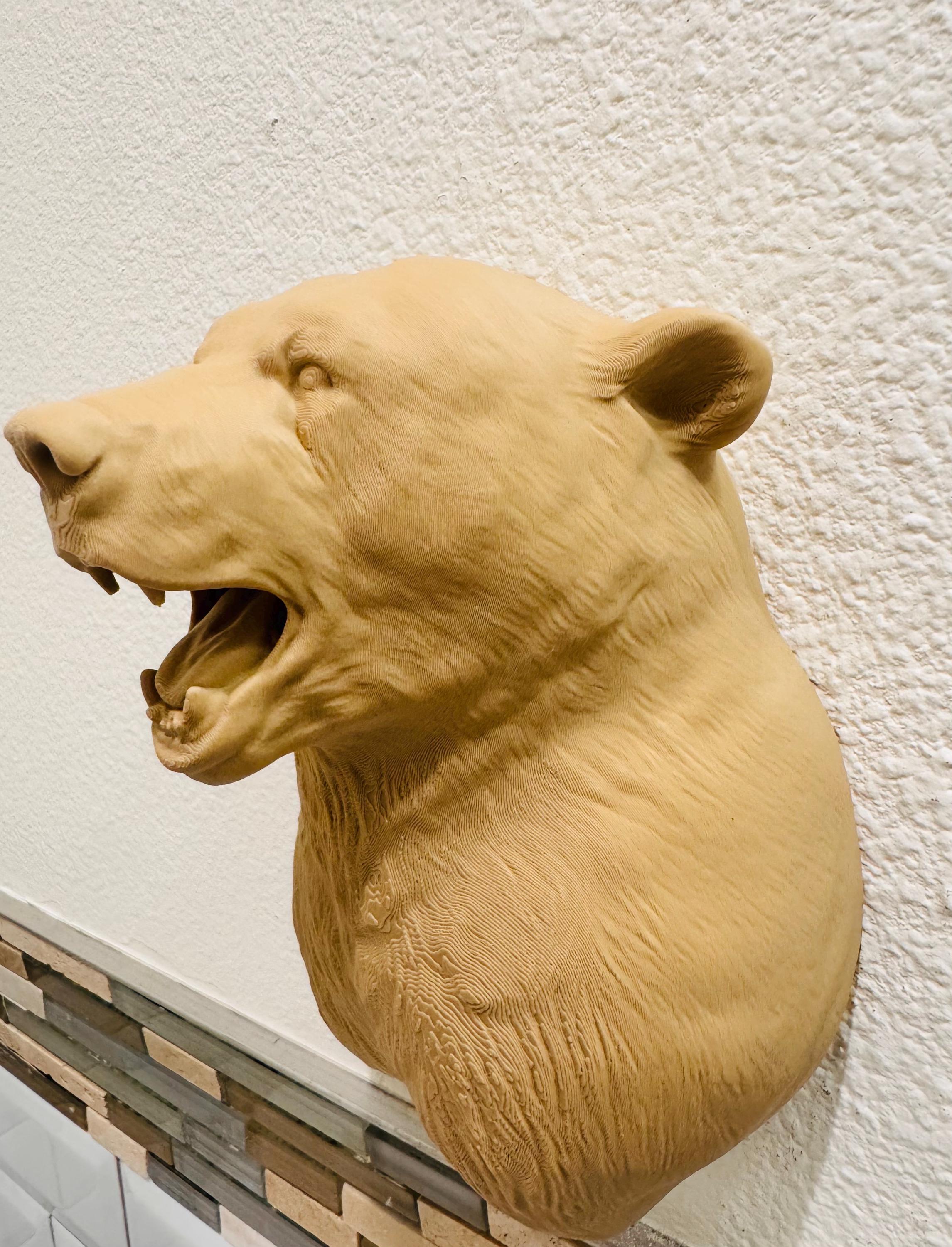 Roaring Bear Wall Sculpture | Brown Rustic Wildlife Wall Art | Cabin Nature Decor | Burly Wood Bear Grizzly Head for Lodge or Home