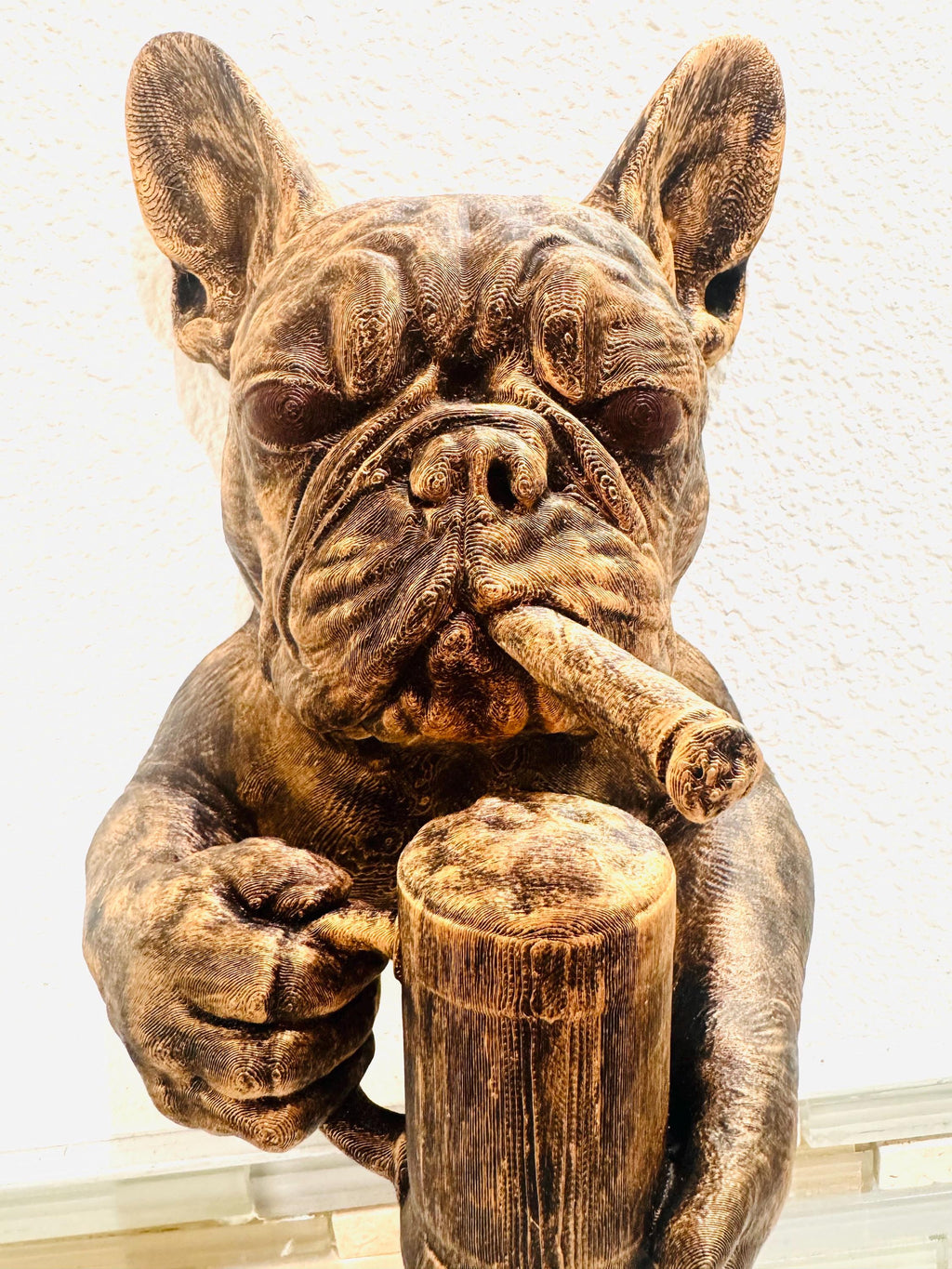 French Bulldog Wall Sculpture | Cigar & Beer Mug Dog Art | Funny Bar Decor | Man Cave Gift | Rustic Bulldog Wall Mount | Pub Wall Art