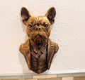 Hand Painted Victorian French Bulldog Wall Sculpture | Dapper Dog Gentleman Bust | Antique Bronze Finish | Unique Pet Lover Home Decor Gift