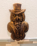 Hand Painted Victorian Owl Wall Sculpture | Steampunk Gentleman Bird Bust Unique Handcrafted Wall Art Home Decor Gift | Elegant Home Accent