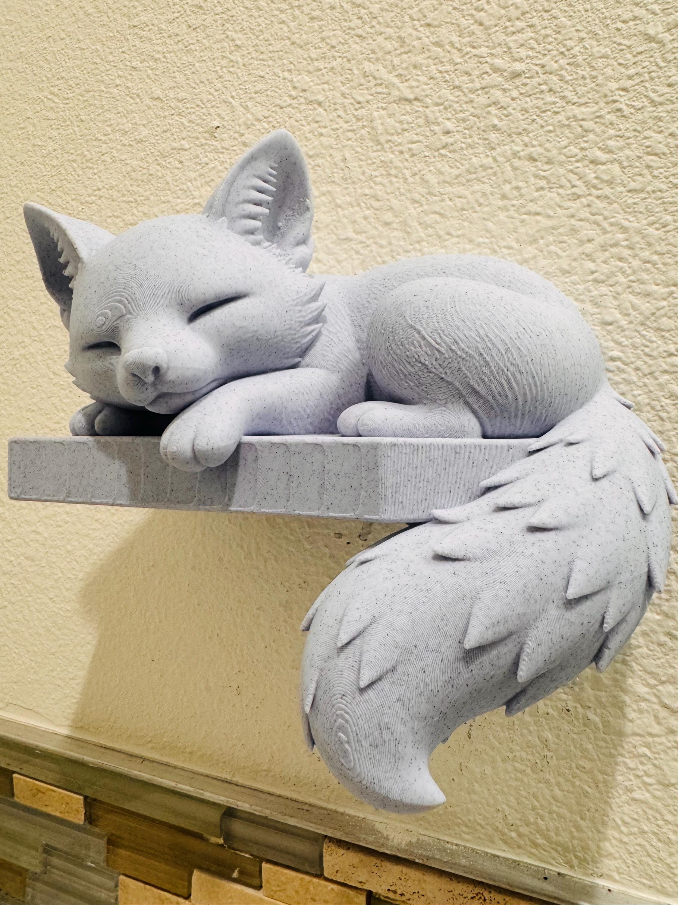 Sleeping Fox Shelf Sitter – Cute Woodland Fox Figurine – Nursery Wall Decor – Adorable Animal Shelf Accent for Kids Rooms & Cozy Home Spaces