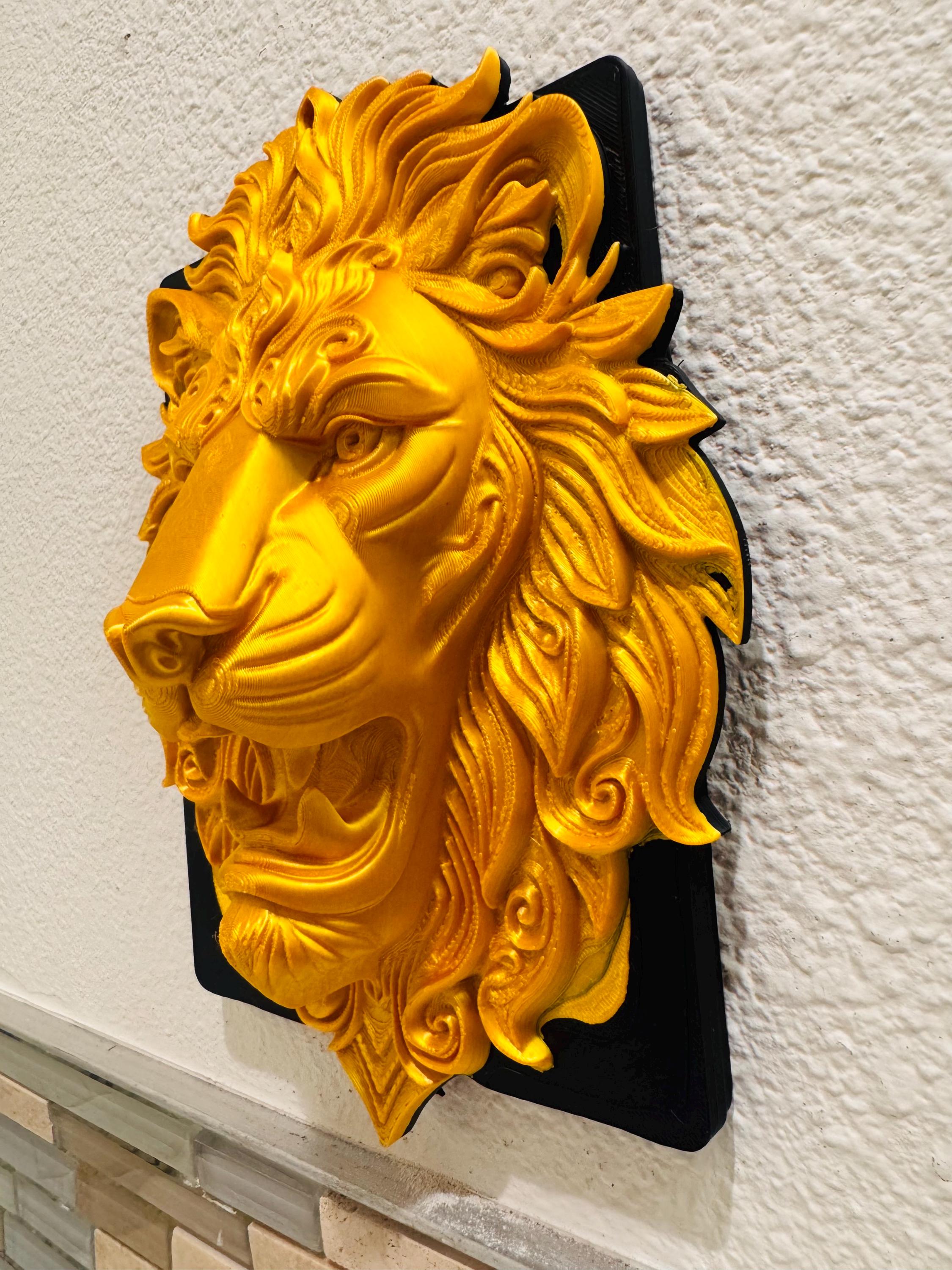 Majestic Golden Lion Head Wall Sculpture | Bold Regal Home Decor | King of the Jungle Statement Piece | Handmade Wall Art