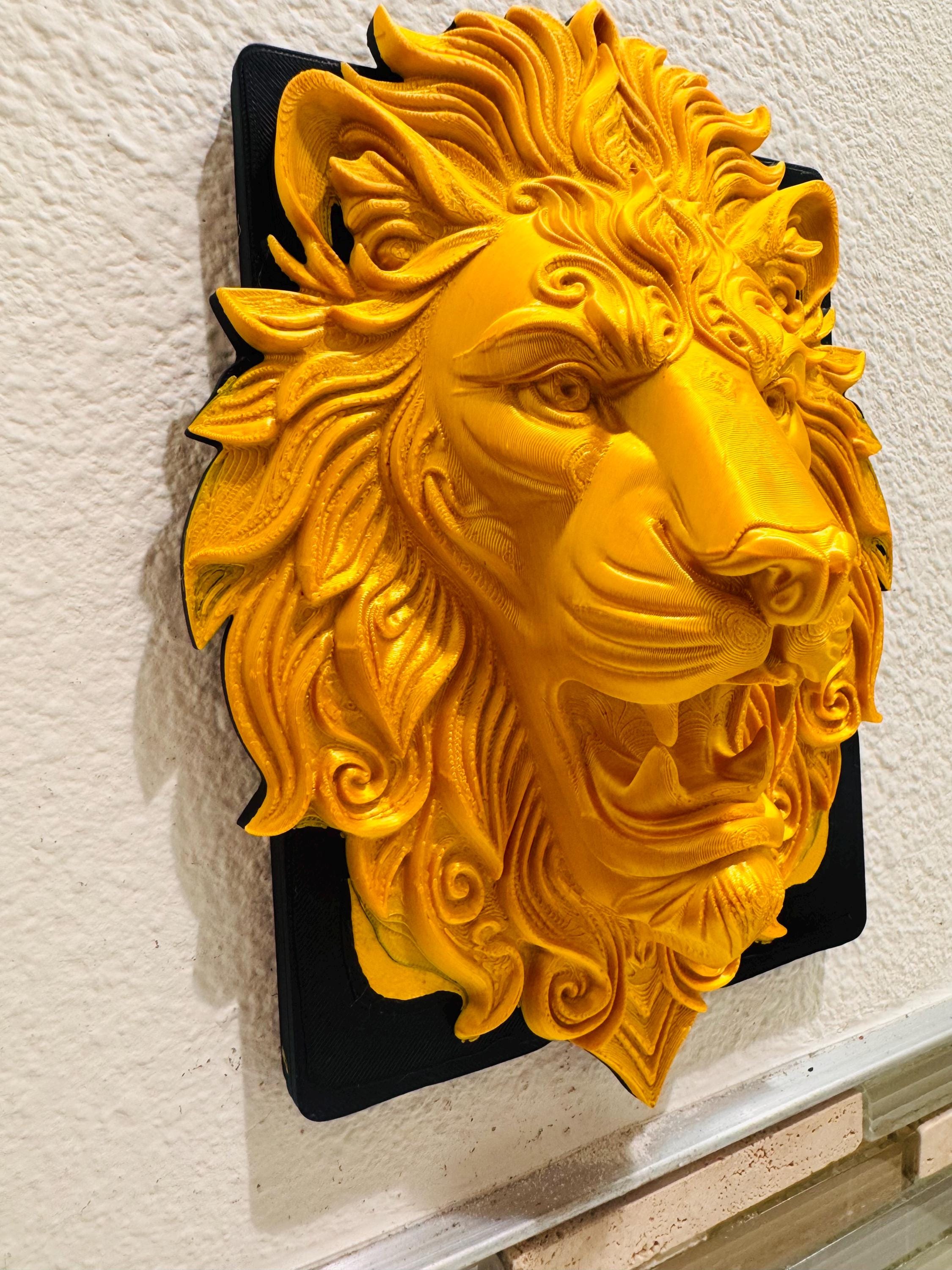 Majestic Golden Lion Head Wall Sculpture | Bold Regal Home Decor | King of the Jungle Statement Piece | Handmade Wall Art