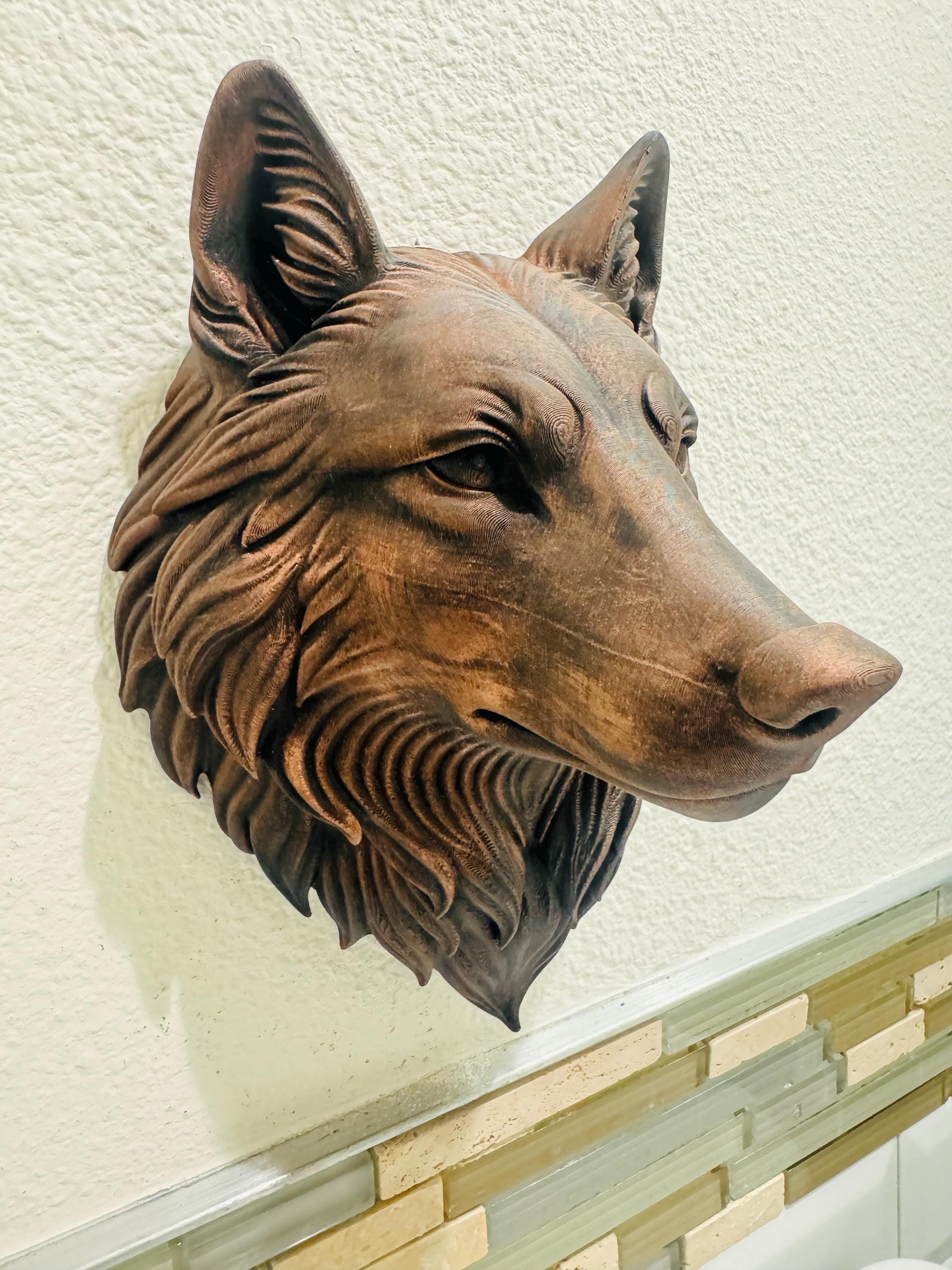 Wolf Head Wall Sculpture | Rustic Woodland Animal Decor | Handmade Wolf Wall Art | Cabin Nature Accent for Home or Office