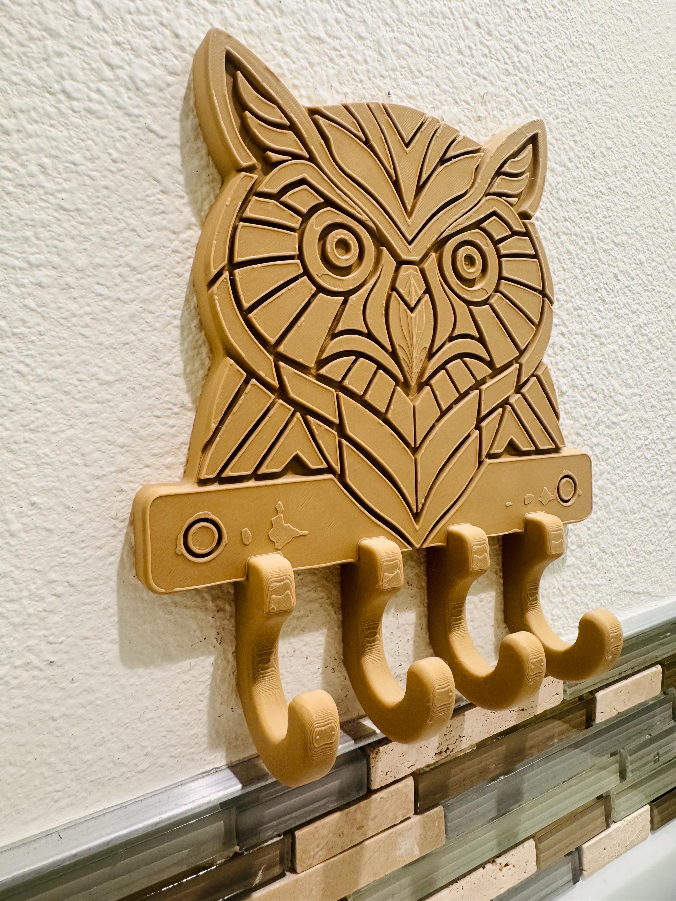 Owl Key Holder Wall Mount | Geometric Owl Wall Decor | Entryway Key Hanger | Animal Hook Organizer | Owl Lover Gift | Unique Wall Key Rack