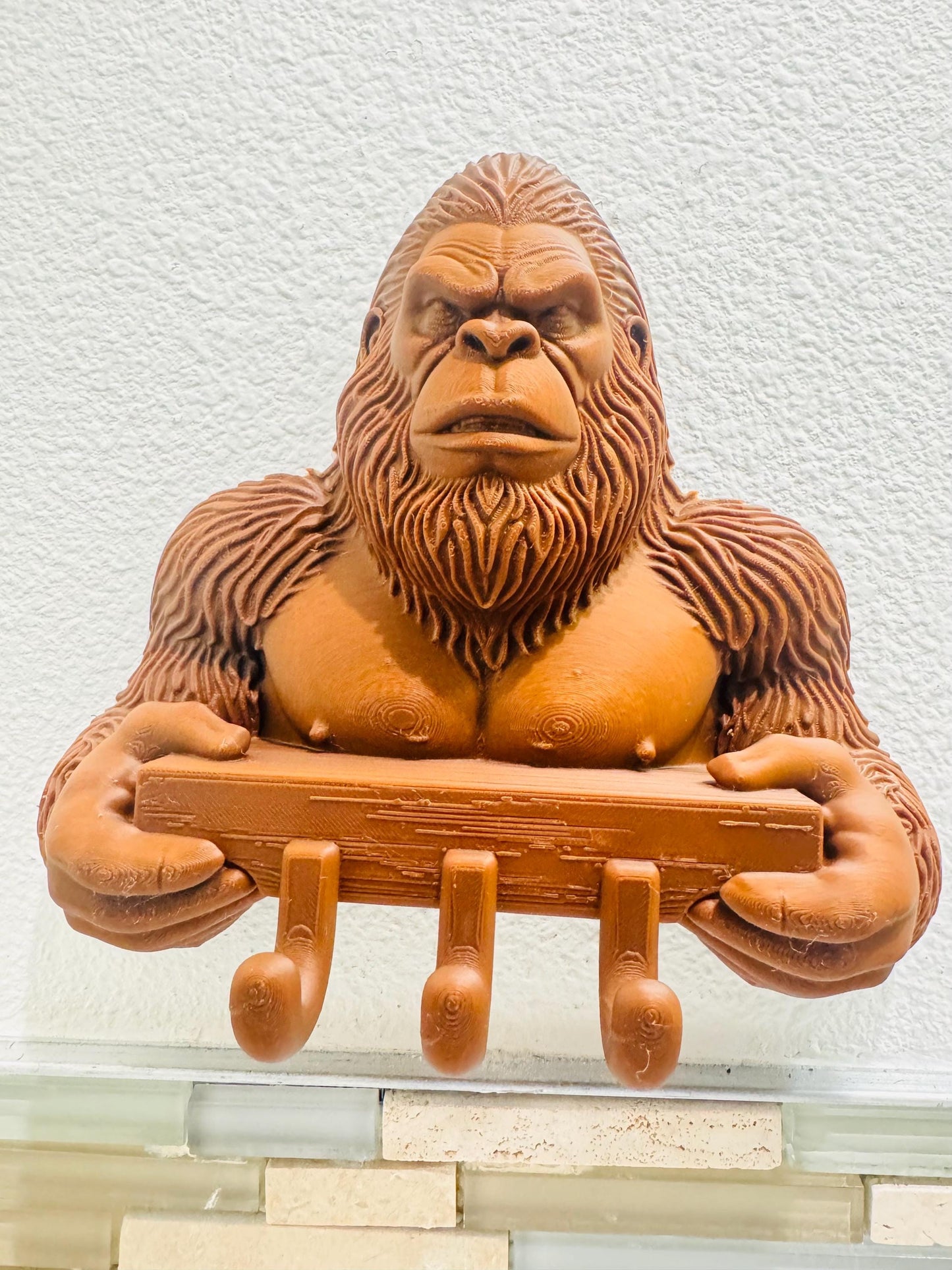 Bigfoot Key Holder Wall Mount | Sasquatch Rustic Entryway Key Hook | Gorilla Style Home Decor | Cabin Man Cave Gift Coat Hanger