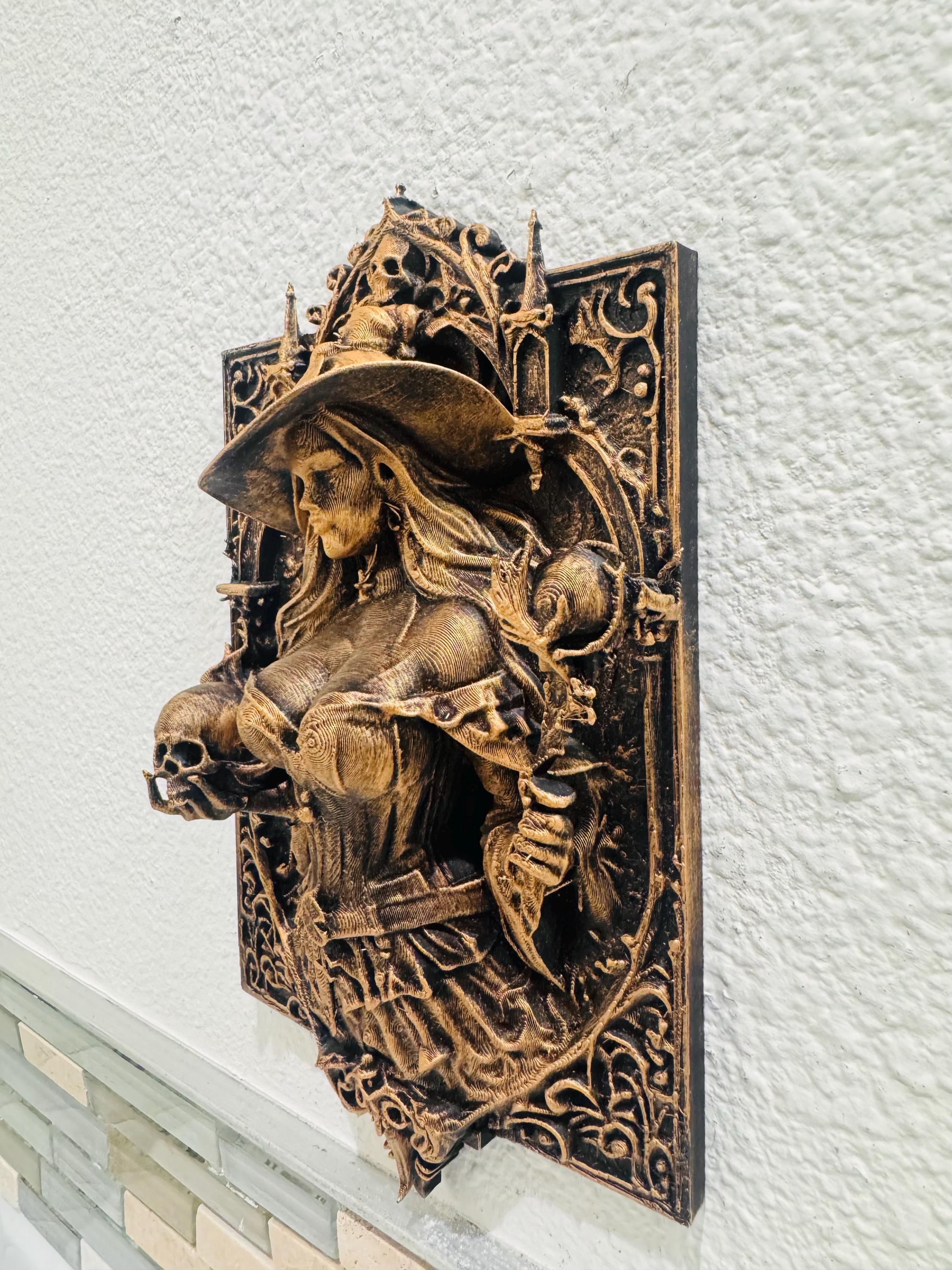 Gothic Witch Wall Decor Skull Dark Fantasy Gothic Wall Art Occult Medieval Horror Home Decor Witchcraft Altar Art