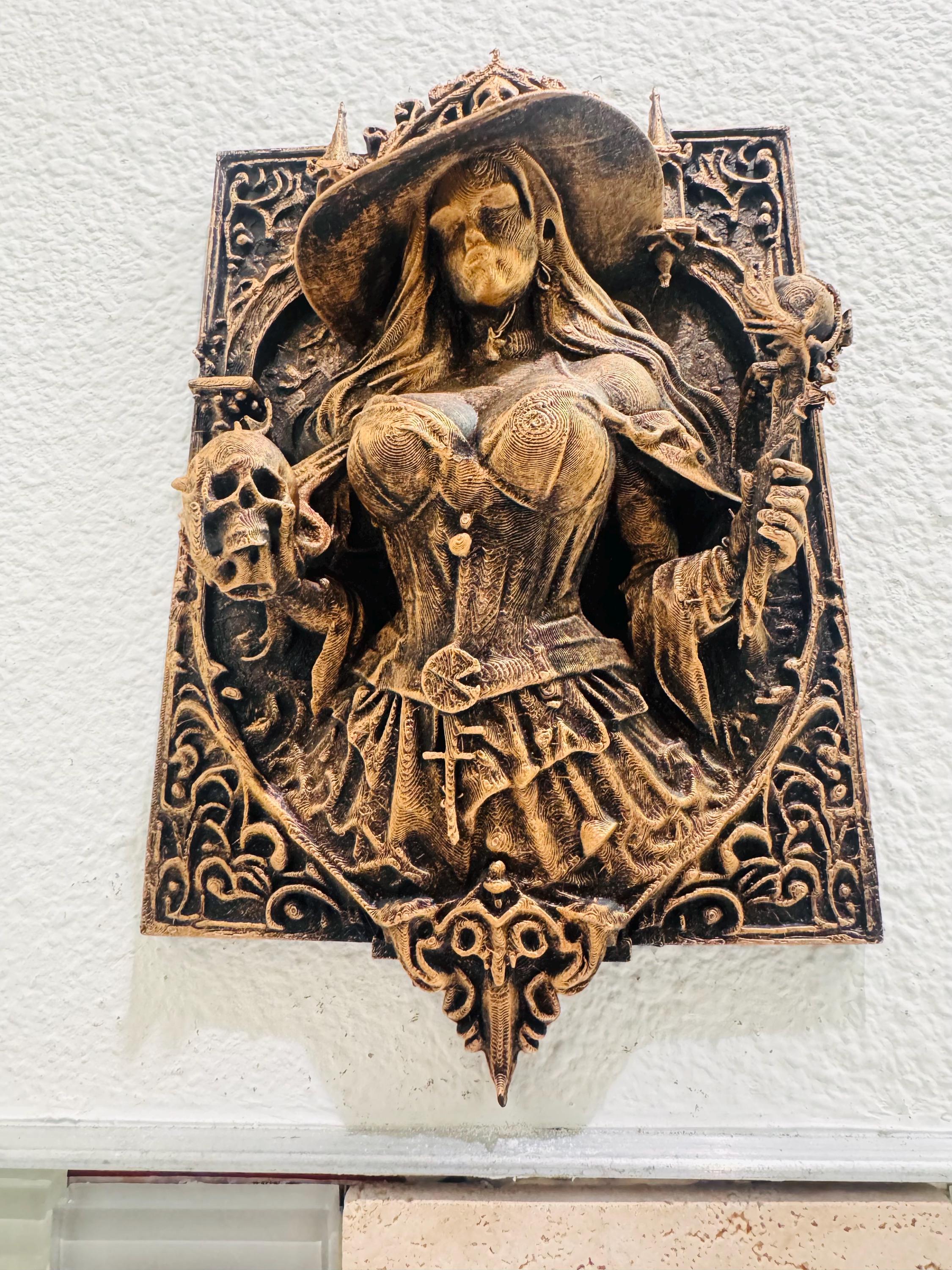 Gothic Witch Wall Decor Skull Dark Fantasy Gothic Wall Art Occult Medieval Horror Home Decor Witchcraft Altar Art