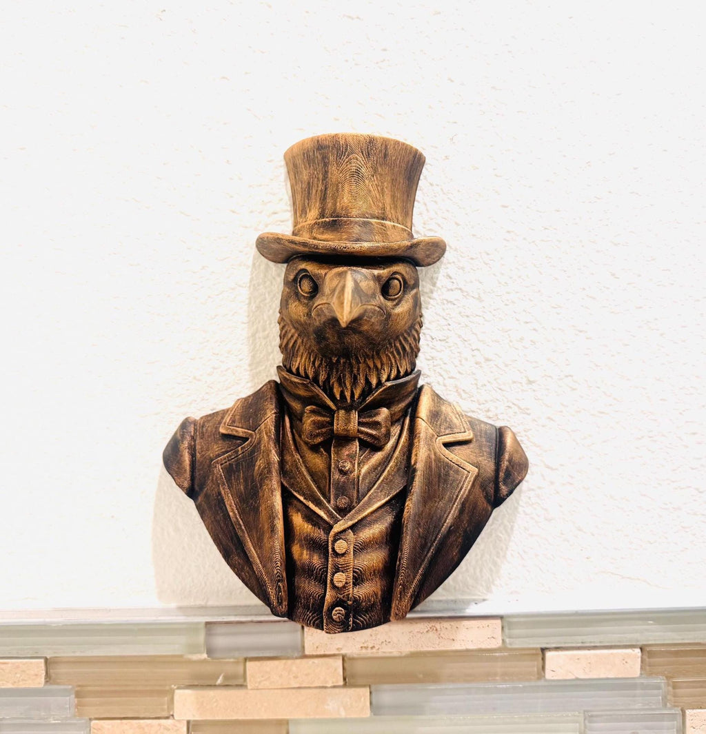 Gothic Raven Wall Sculpture | Steampunk Crow Gentleman Art | Victorian 3D Printed Gothic Decor | Dark Bird Bust for Home or Living Room