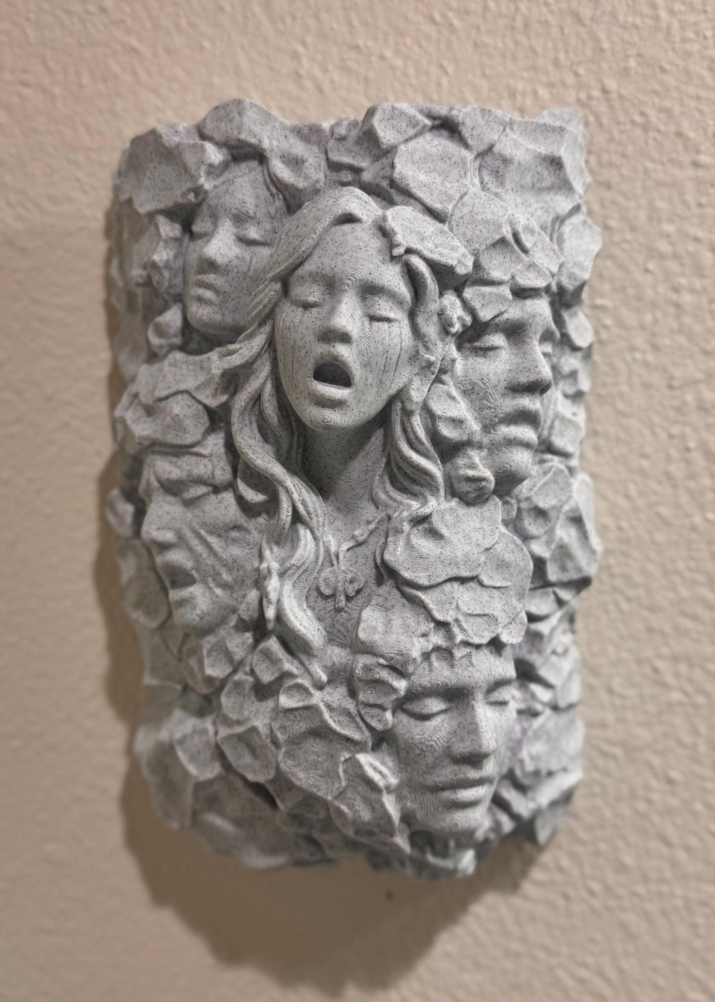 Gothic Stone Face Wall Art, Dark Fantasy Wall Sculpture, Gothic Home Decor Plaque, Abstract Stone Face Relief, Horror Fantasy Wall Hanging,