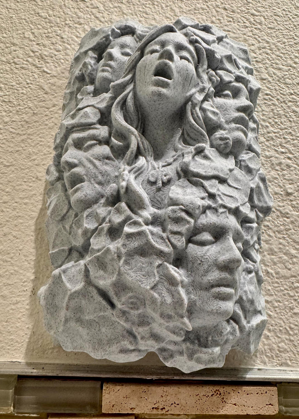 Gothic Stone Face Wall Art, Dark Fantasy Wall Sculpture, Gothic Home Decor Plaque, Abstract Stone Face Relief, Horror Fantasy Wall Hanging,