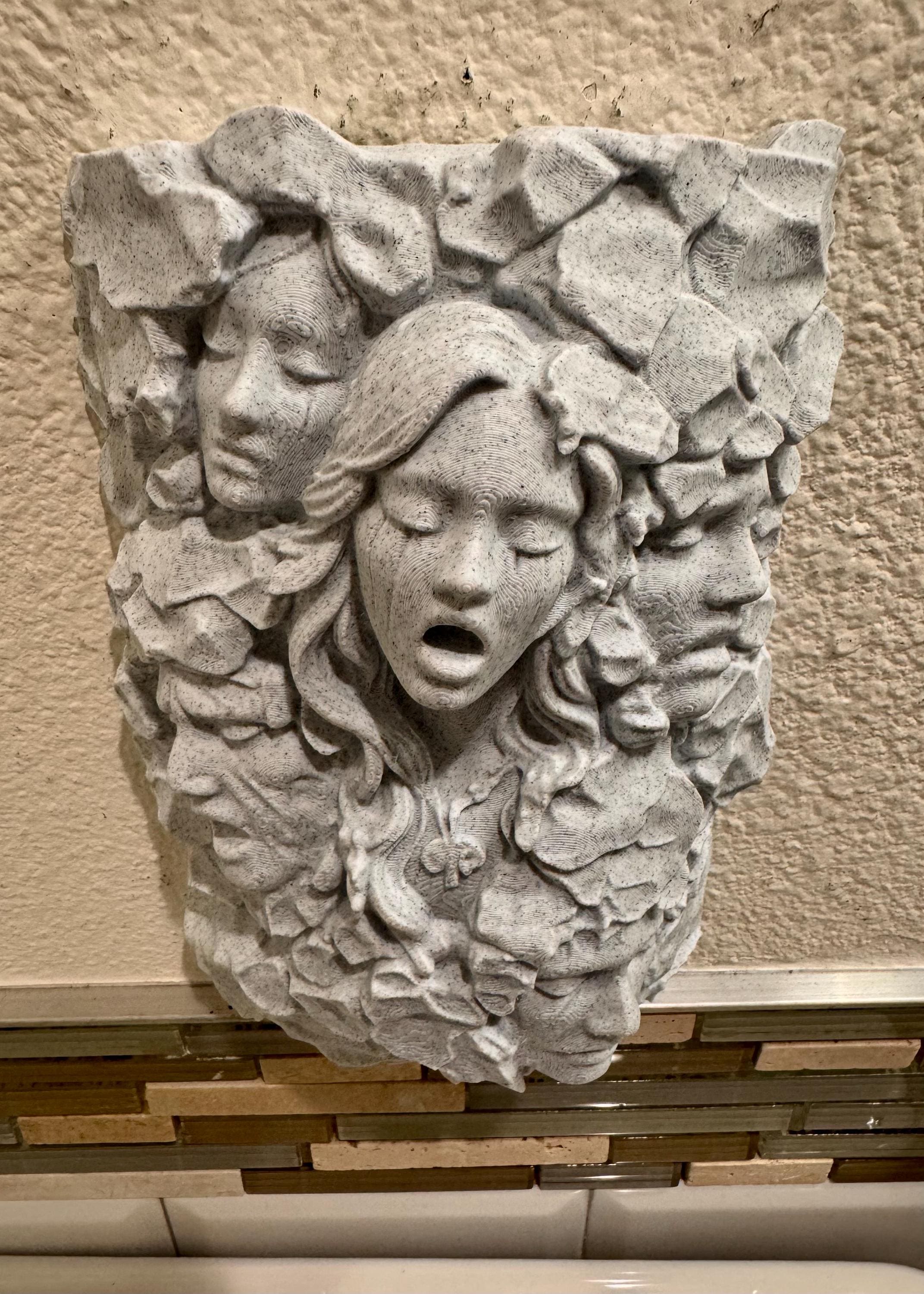 Gothic Stone Face Wall Art, Dark Fantasy Wall Sculpture, Gothic Home Decor Plaque, Abstract Stone Face Relief, Horror Fantasy Wall Hanging,