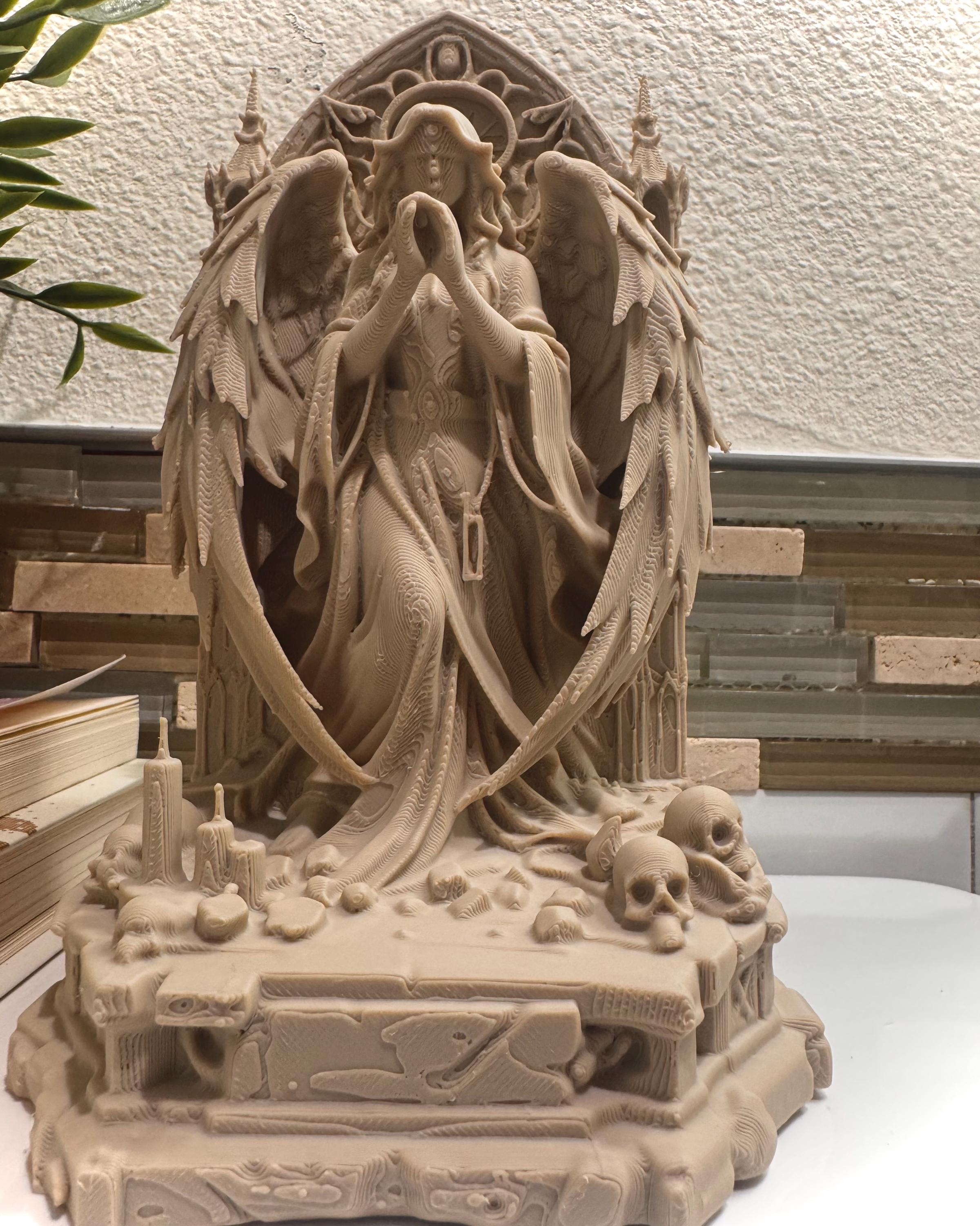 Gothic Angel Statue, Praying Guardian Angel Decor, Angel Sculpture, Dark Gothic Home Decor, Angel Figurine Gift, Dark Academia Art,