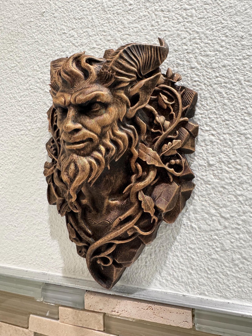Gothic Horned Demon Wall Sculpture - Hand Painted Bronze Dark Fantasy Wall Decor - Mythical Gothic Home Art - Greek Art