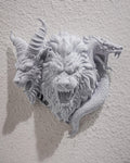 Chimera Wall Sculpture - Stone Finish Mythical Beast Decor- Gothic Fantasy Wall Art - Three Headed Monster Home Decor, Chimera Wall Mount