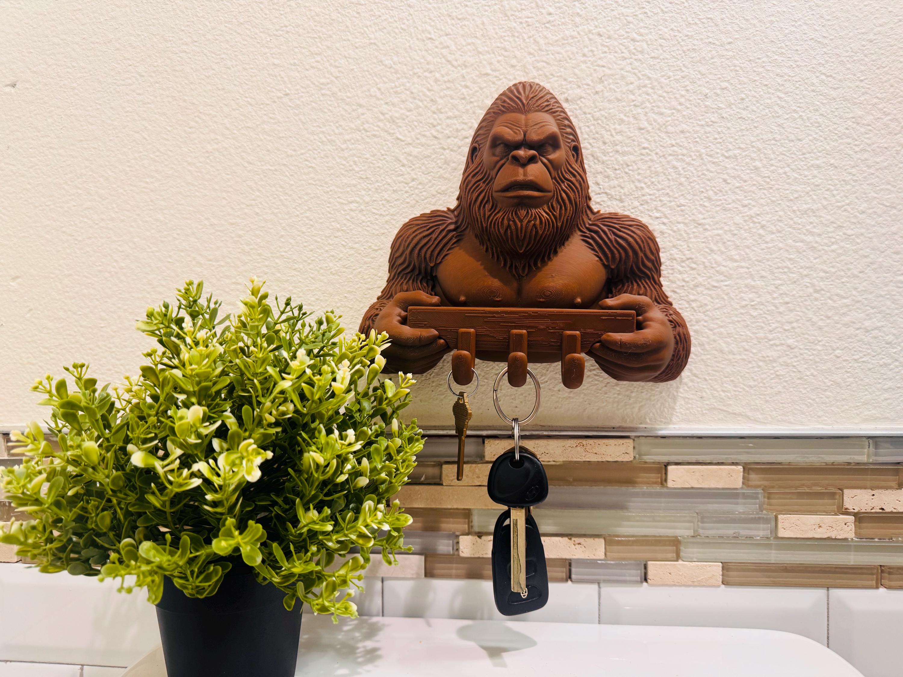 Bigfoot Key Holder Wall Mount | Sasquatch Rustic Entryway Key Hook | Gorilla Style Home Decor | Cabin Man Cave Gift Coat Hanger