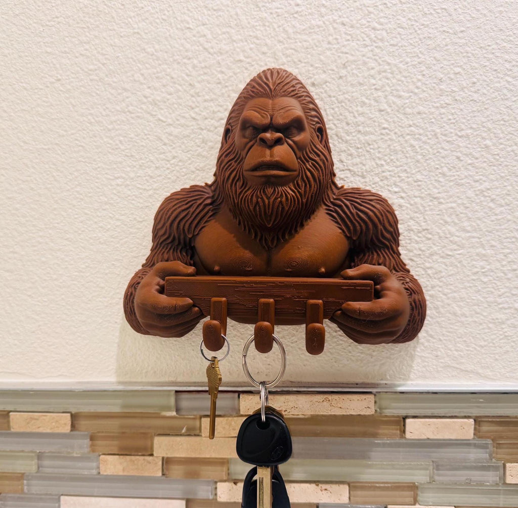 Bigfoot Key Holder Wall Mount | Sasquatch Rustic Entryway Key Hook | Gorilla Style Home Decor | Cabin Man Cave Gift Coat Hanger