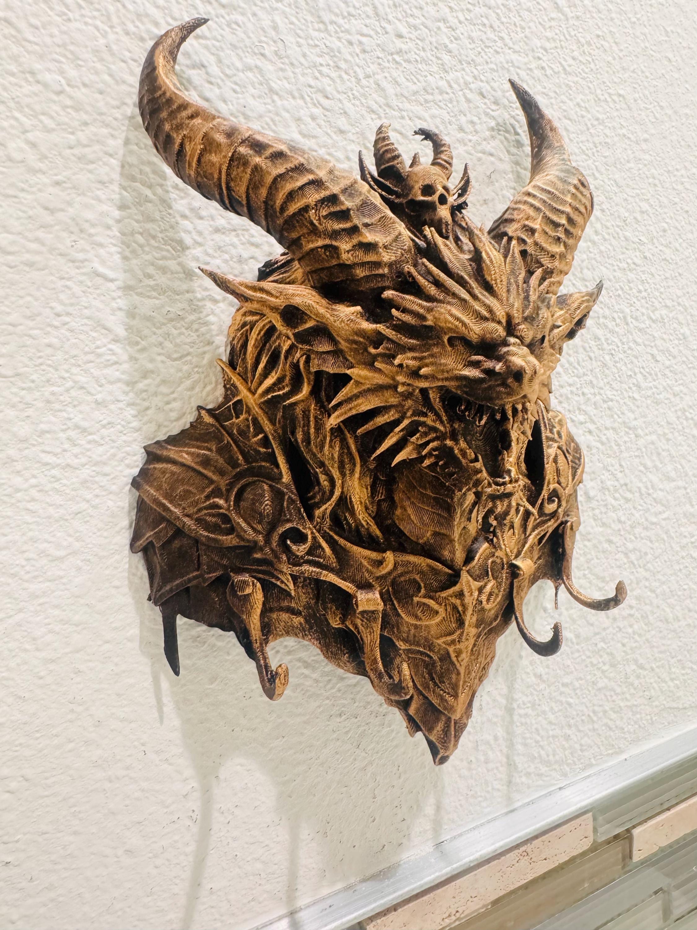Gothic Dragon Key Holder Wall Mount | Demonic Horned Dragon Head | Dark Fantasy Entryway Wall Decor | Man Cave Gothic Gift