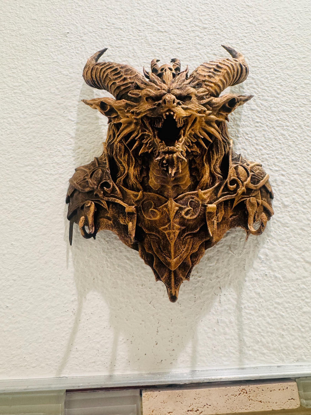 Gothic Dragon Key Holder Wall Mount | Demonic Horned Dragon Head | Dark Fantasy Entryway Wall Decor | Man Cave Gothic Gift